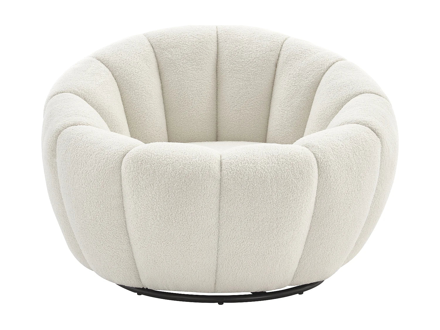 Fauteuil coquillage Bubble pivotant en tissu bouclette blanc - COSSATO