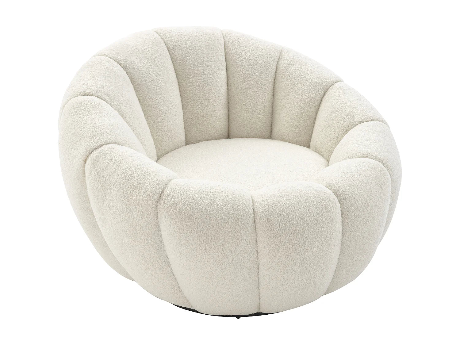 Fauteuil coquillage Bubble pivotant en tissu bouclette blanc - COSSATO