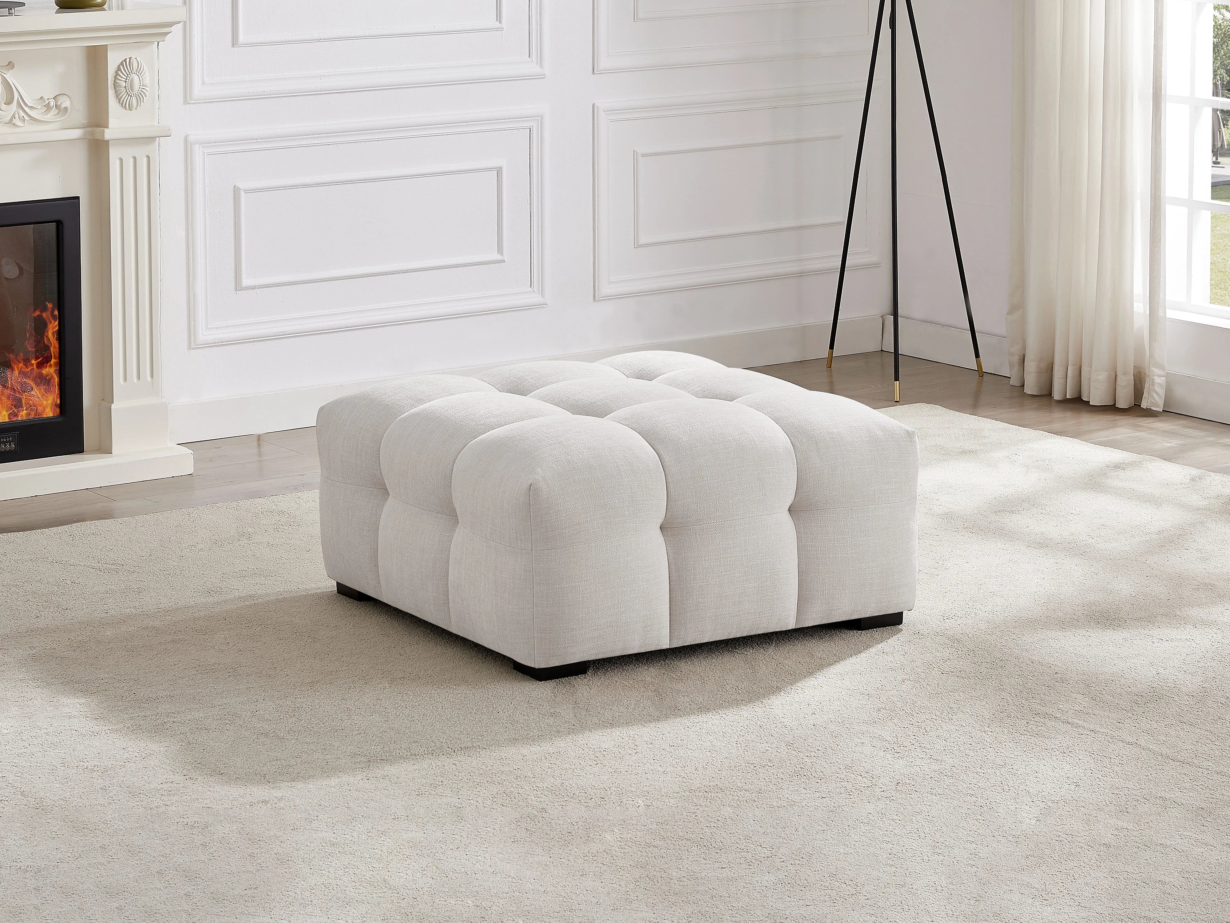 Pouf Bubble en tissu chiné beige - DILOME