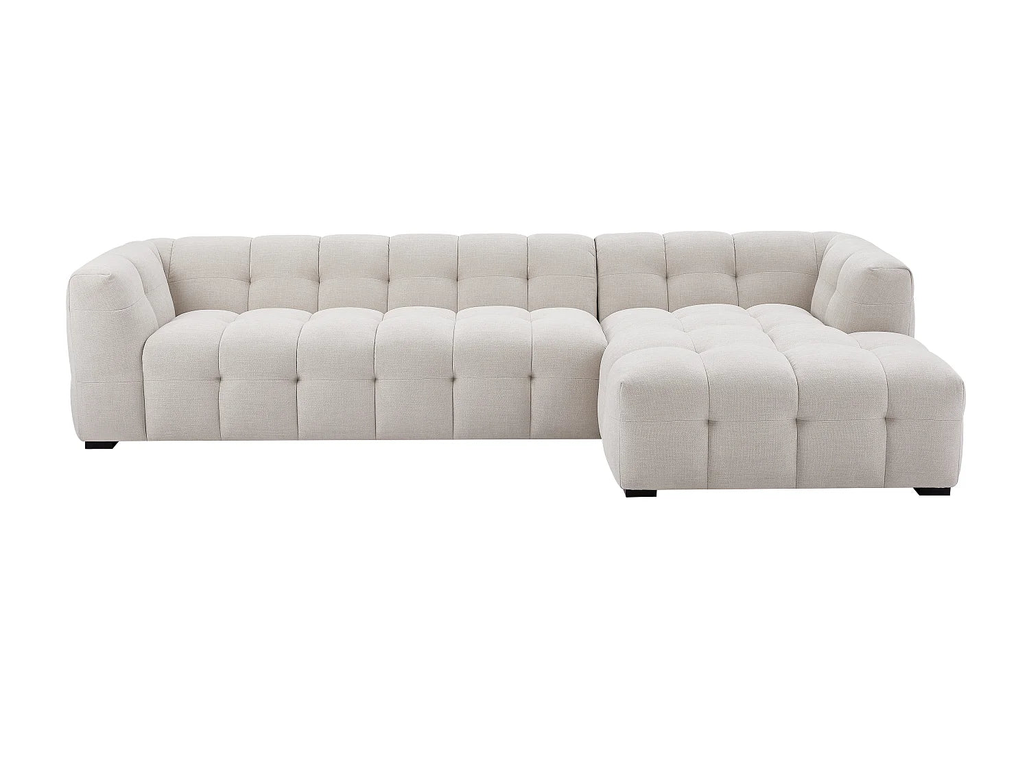 Canapé Bubble d'angle droit 5 places et pouf beige - DILOME