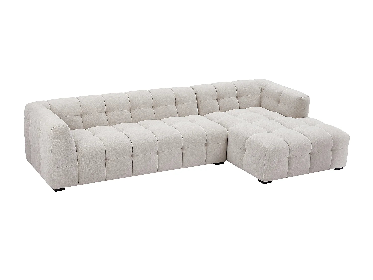 Canapé Bubble d'angle droit 5 places et pouf beige - DILOME