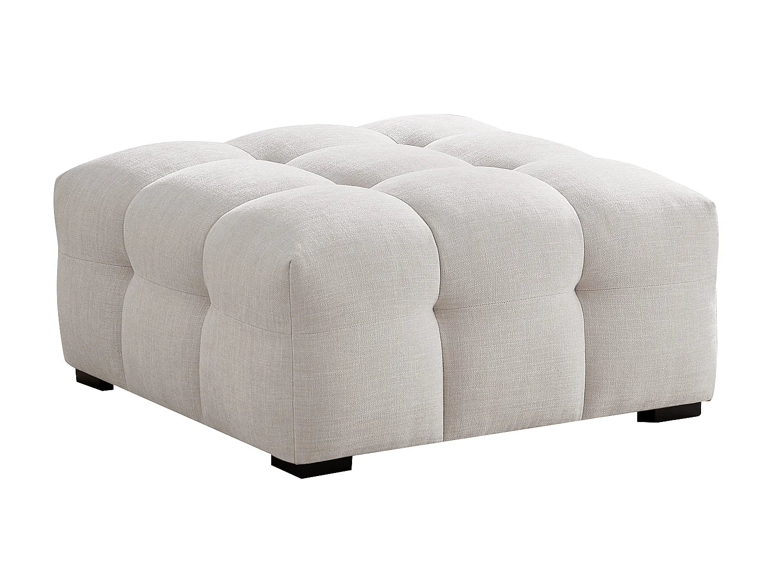 Canapé Bubble d'angle droit 5 places et pouf beige - DILOME