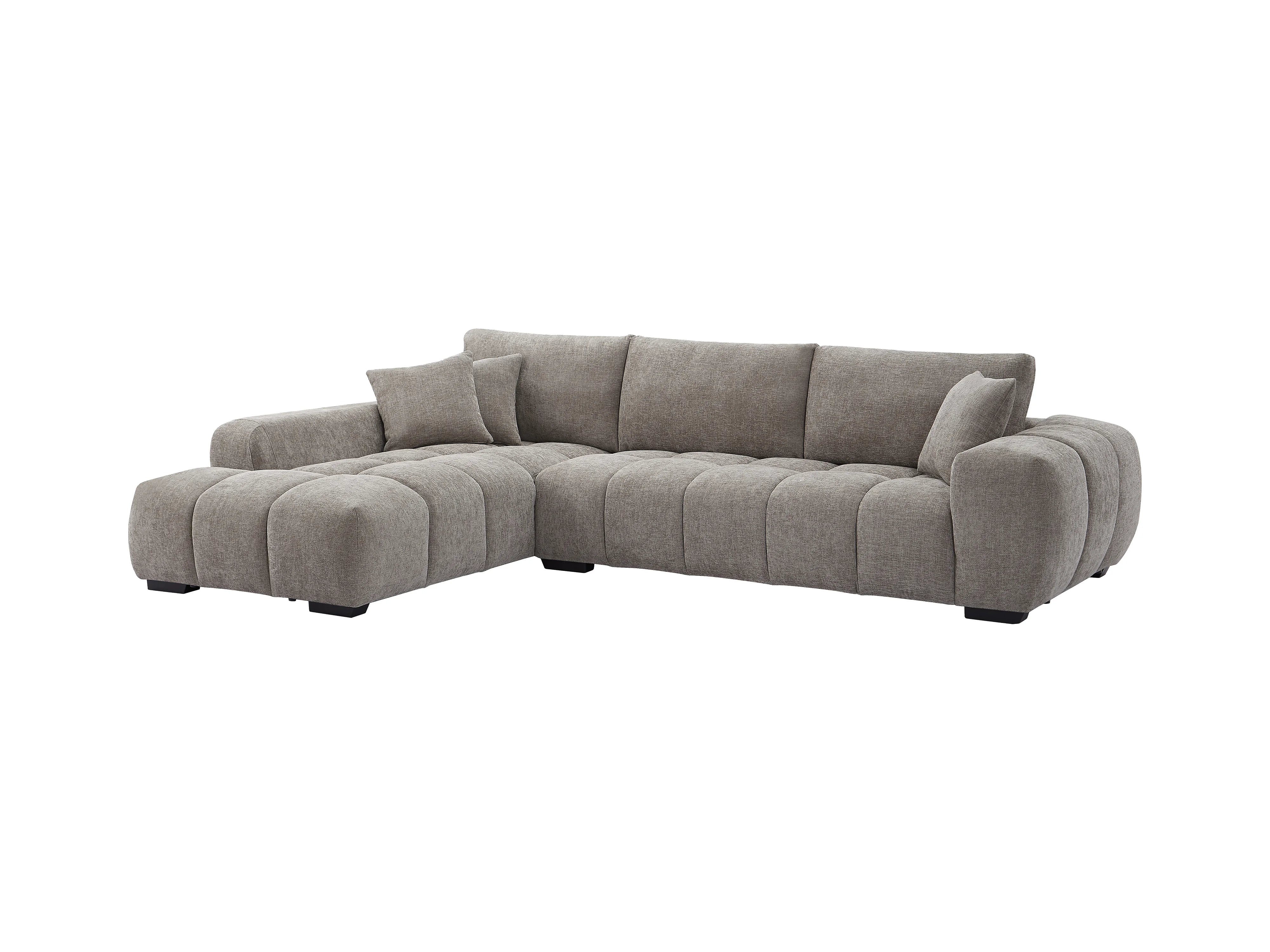 Canapé Bubble d'angle gauche en tissu texturé gris - BERENIA