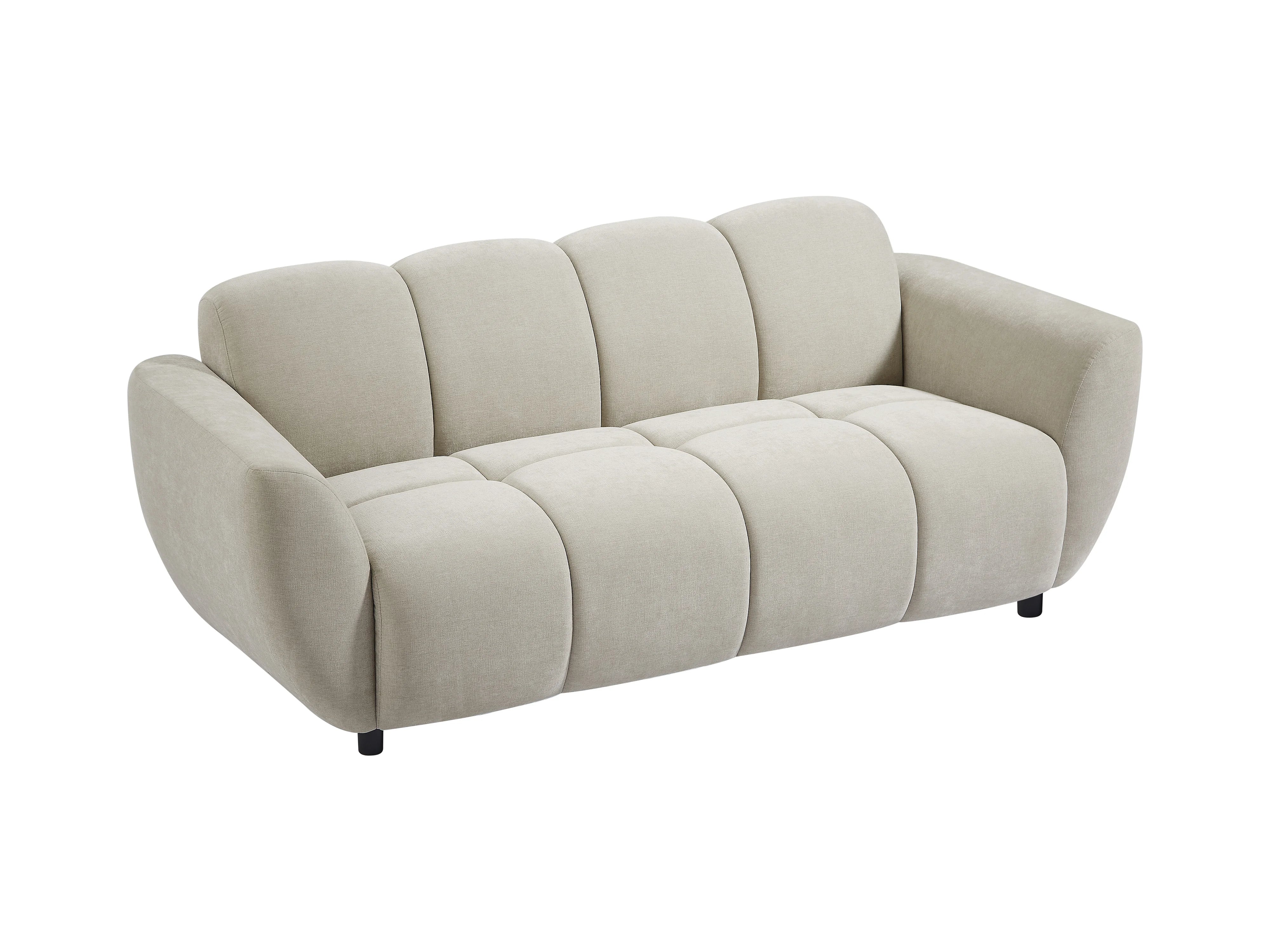 Canapé Bubble 3 places en tissu beige effet matelassé - JULORI