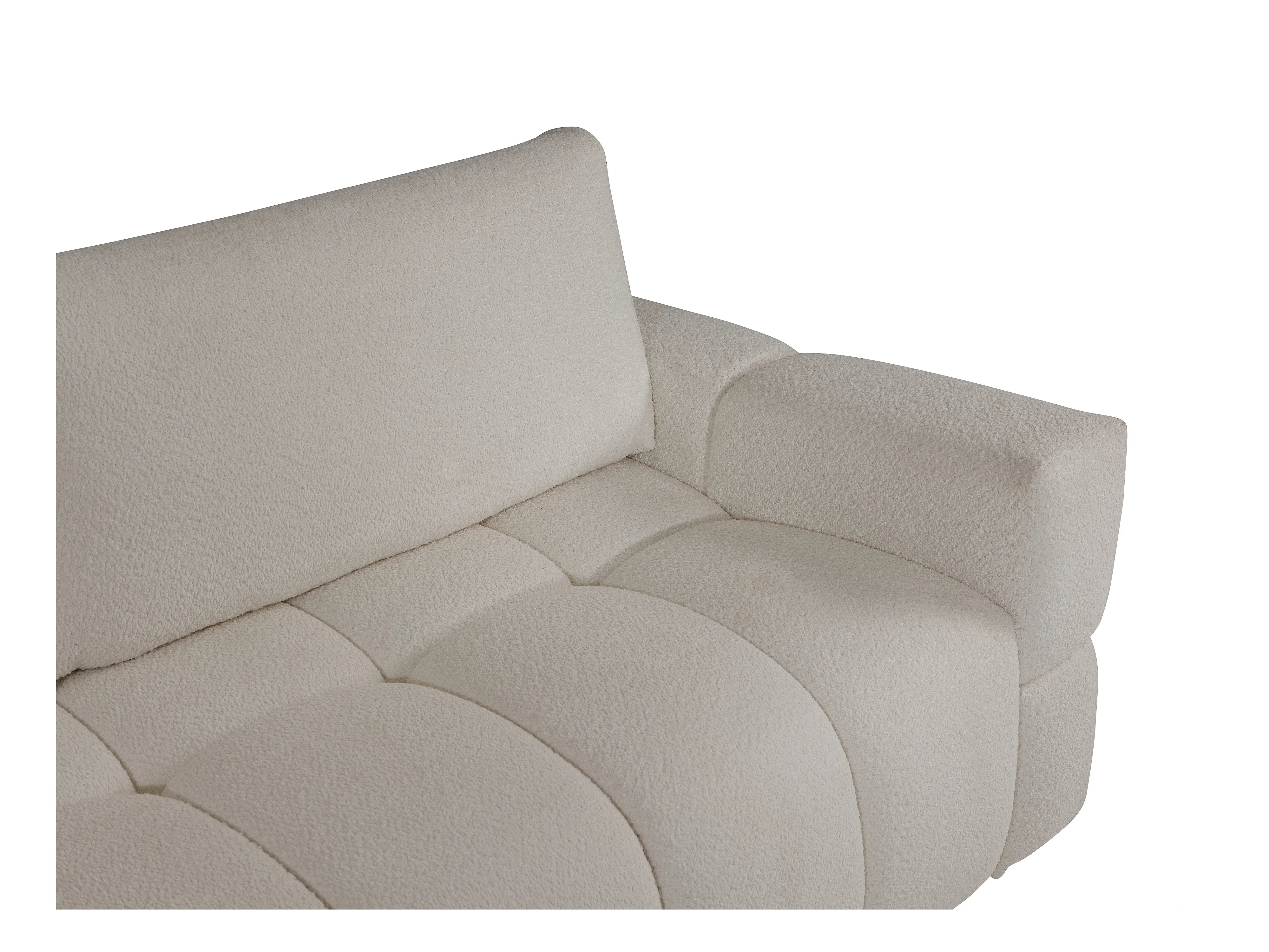 Canapé Bubble 3 places convertible en tissu bouclette beige - ISSORO
