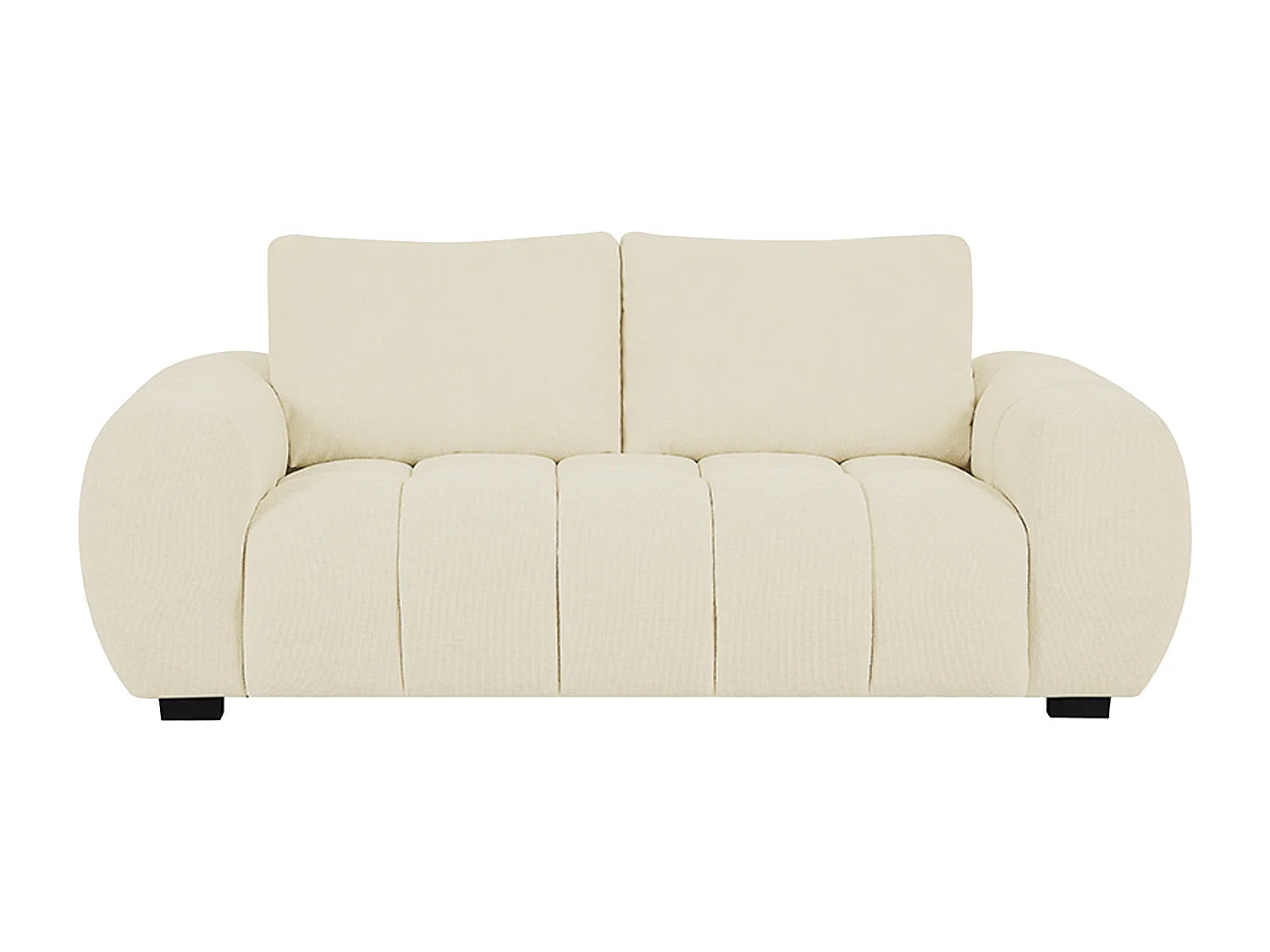 Canapé Bubble Japandi 3 places en tissu texturé beige - BERENIA