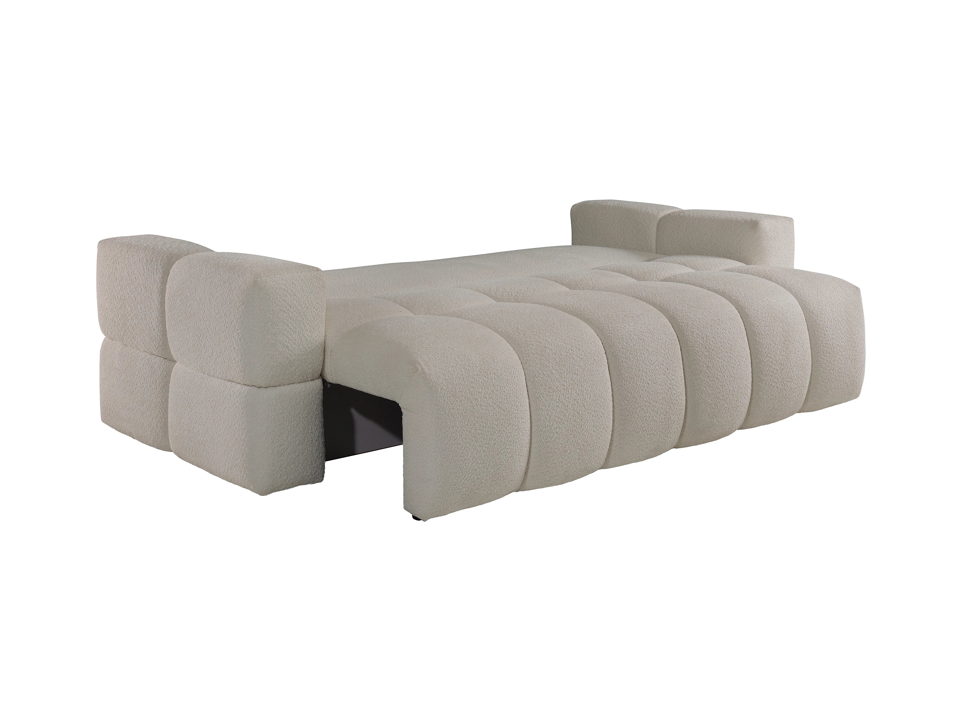 Canapé Bubble 3 places convertible en tissu bouclette beige - ISSORO