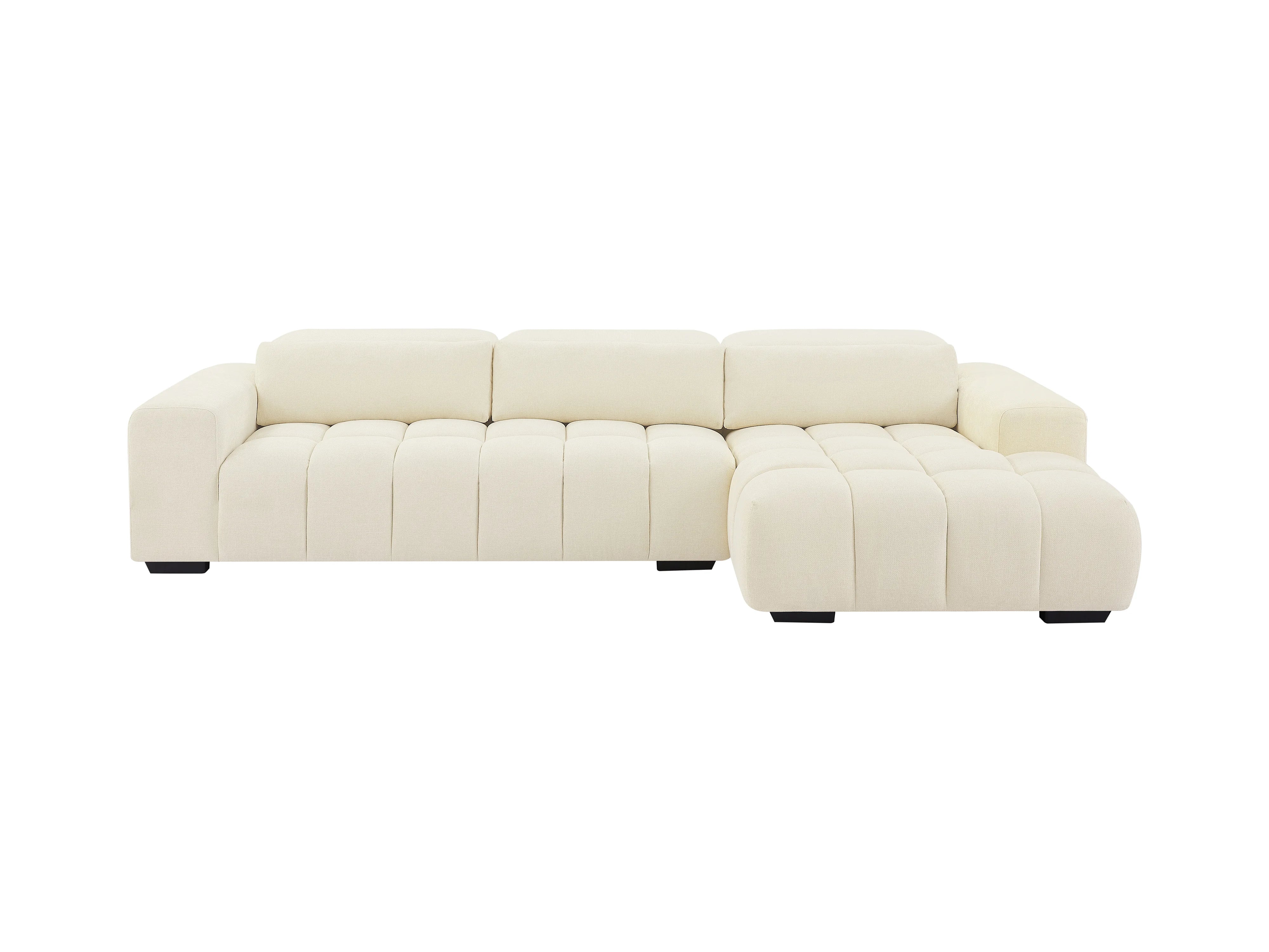 Grand Canapé Bubble d'angle droit en tissu texturé beige - LOPONZA