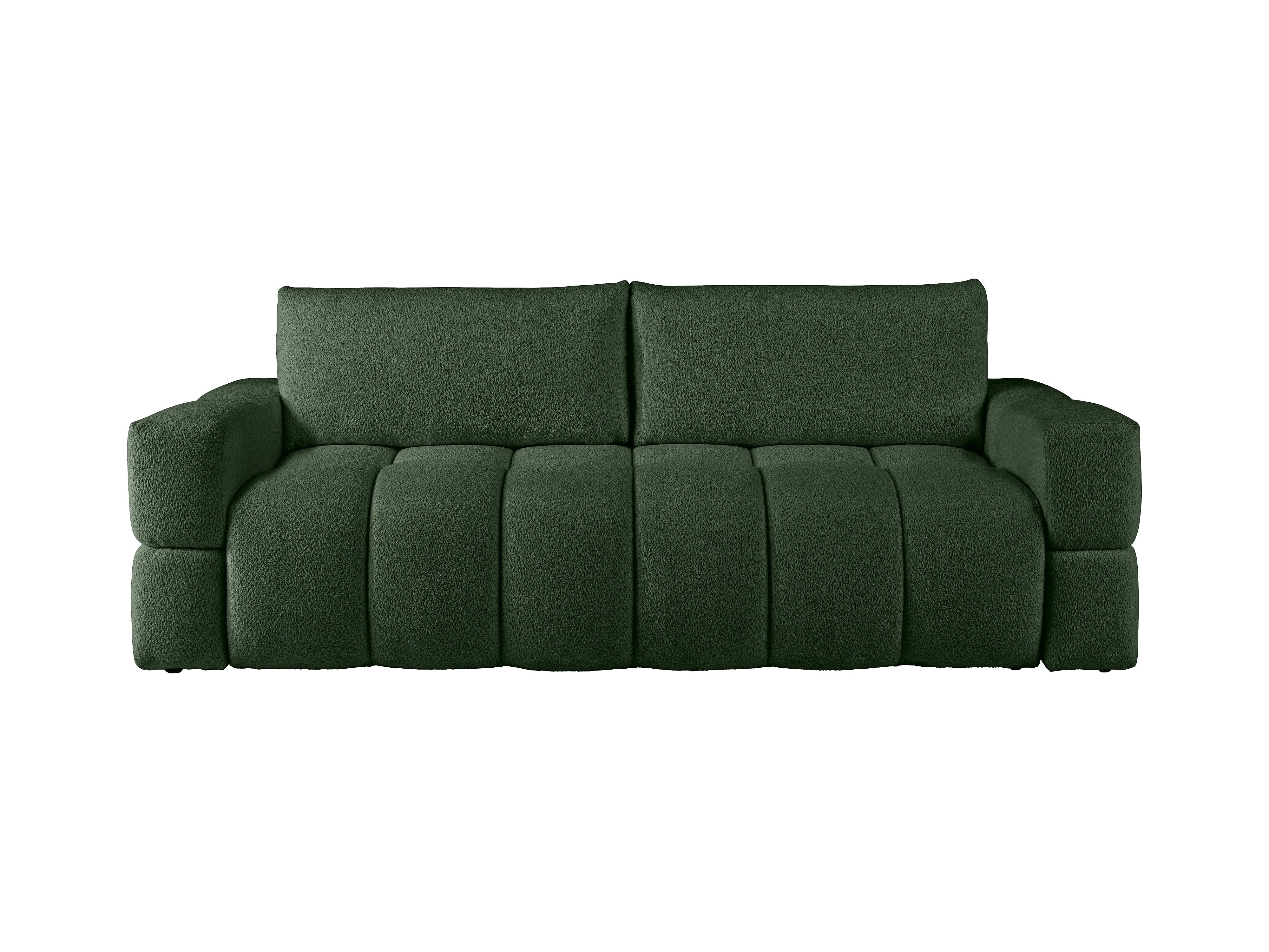 Canapé Bubble 3 places convertible en tissu bouclette vert - ISSORO