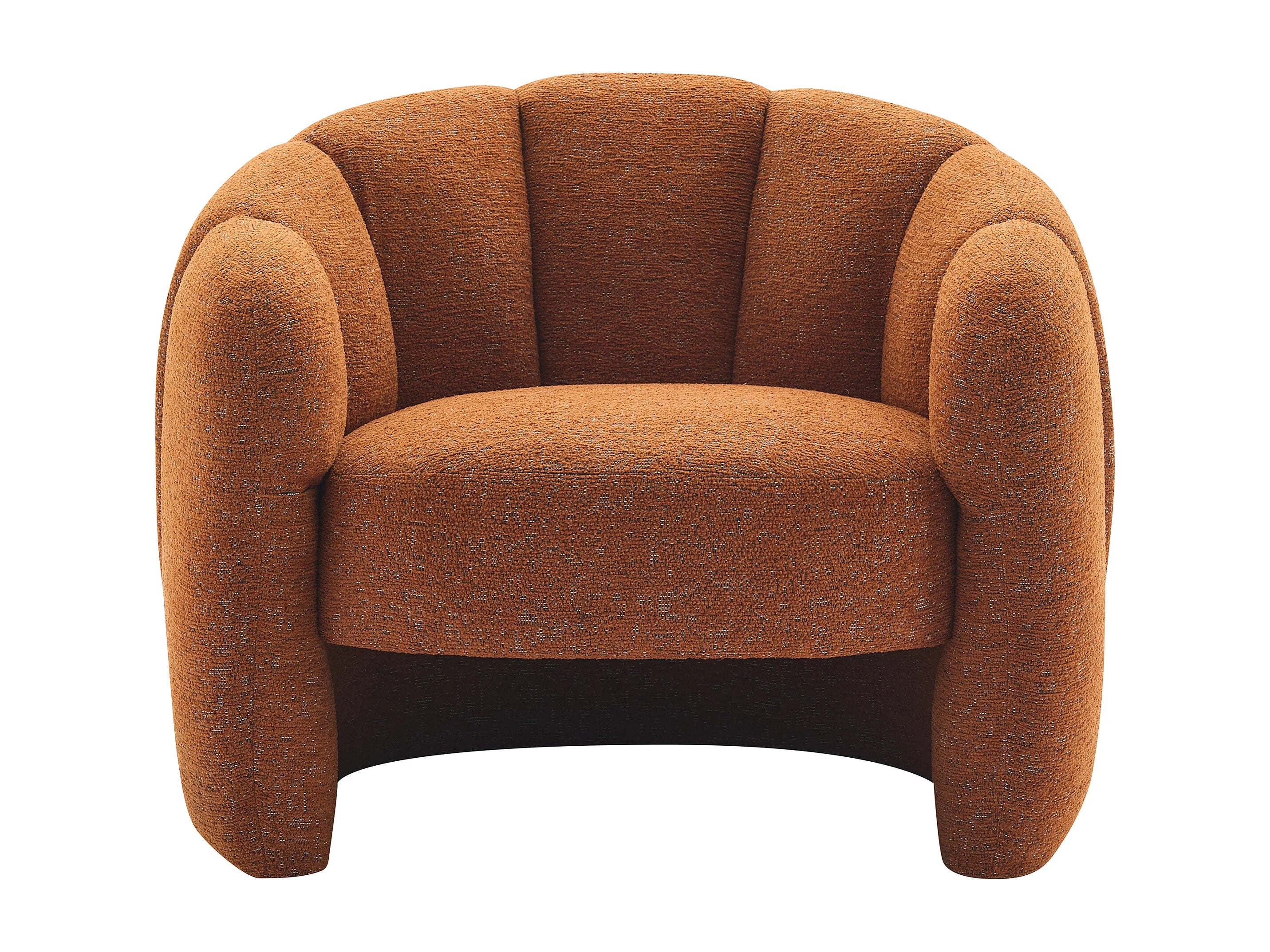 Fauteuil Bubble coquillage en tissu chenille terracotta - DELIPO