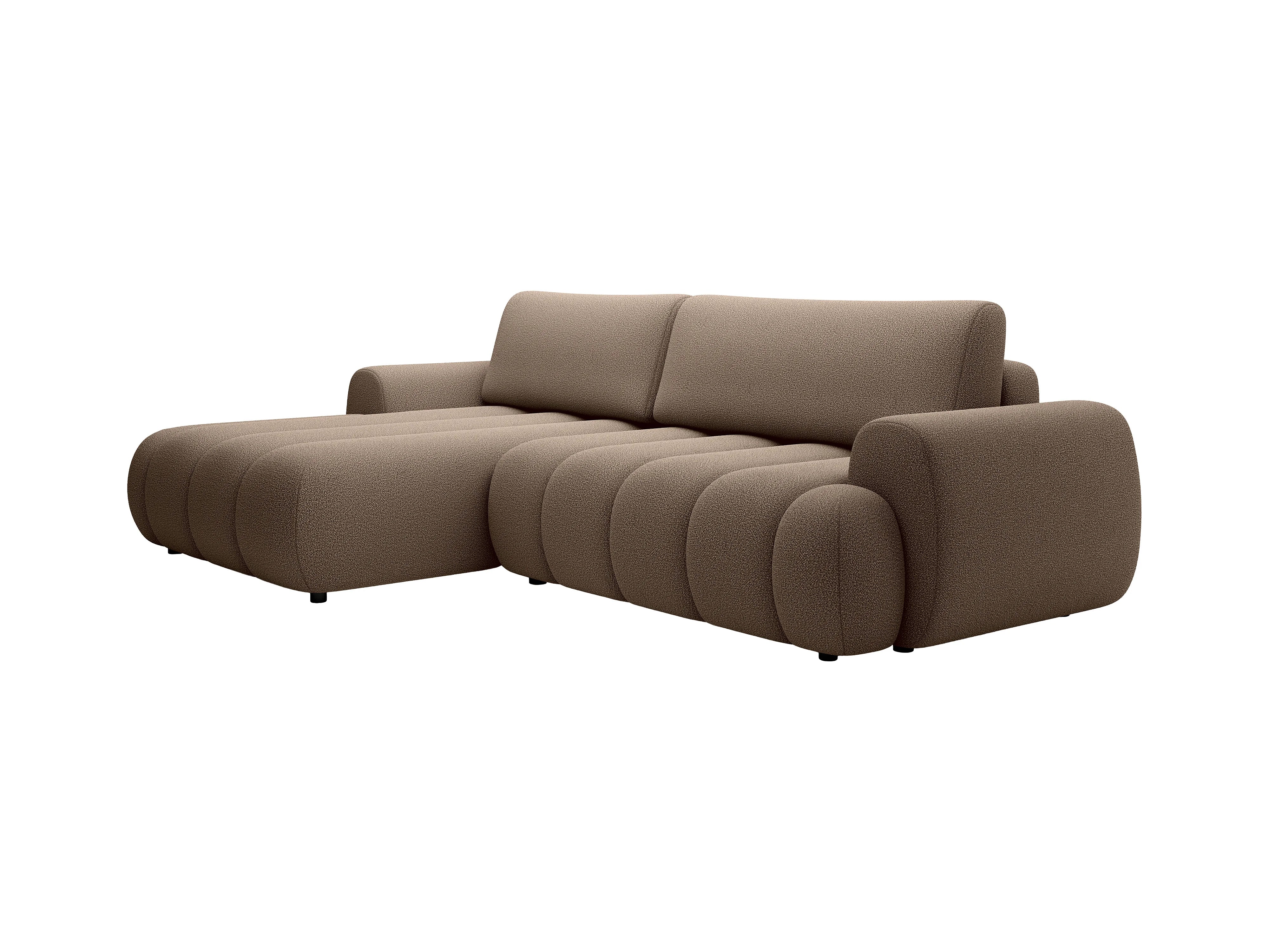 Canapé Bubble d'angle gauche convertible en tissu marron - FRIDORA