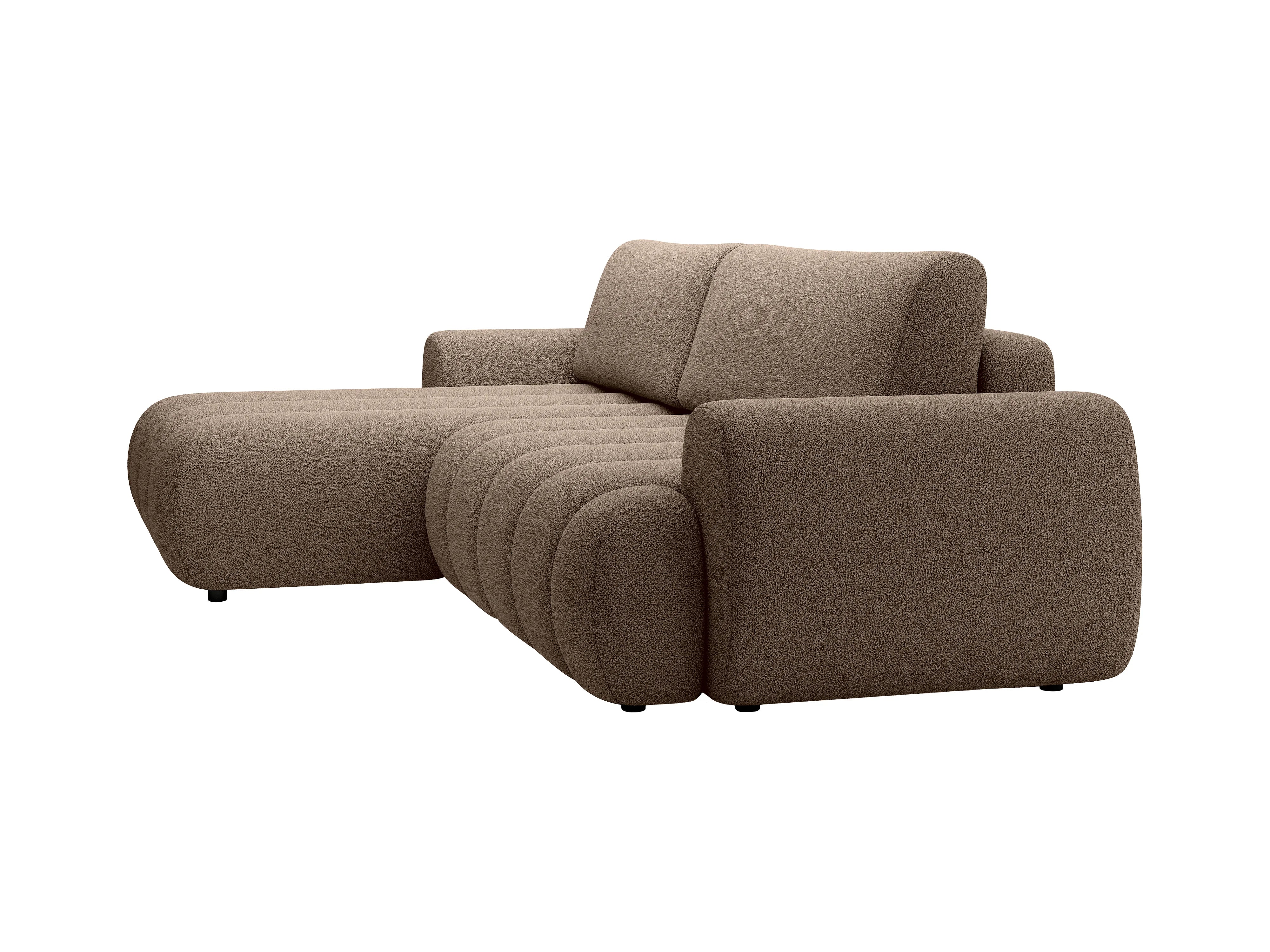 Canapé Bubble d'angle gauche convertible en tissu marron - FRIDORA