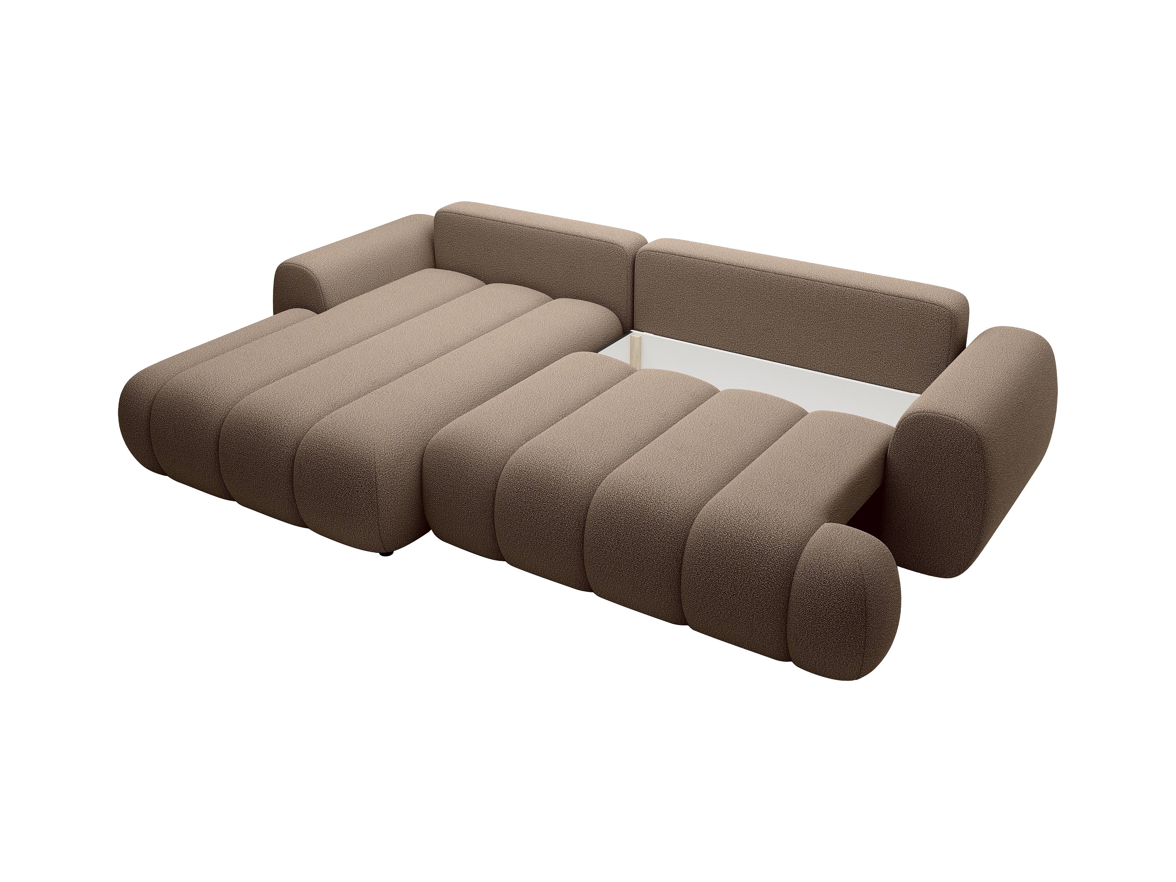 Canapé Bubble d'angle gauche convertible en tissu marron - FRIDORA