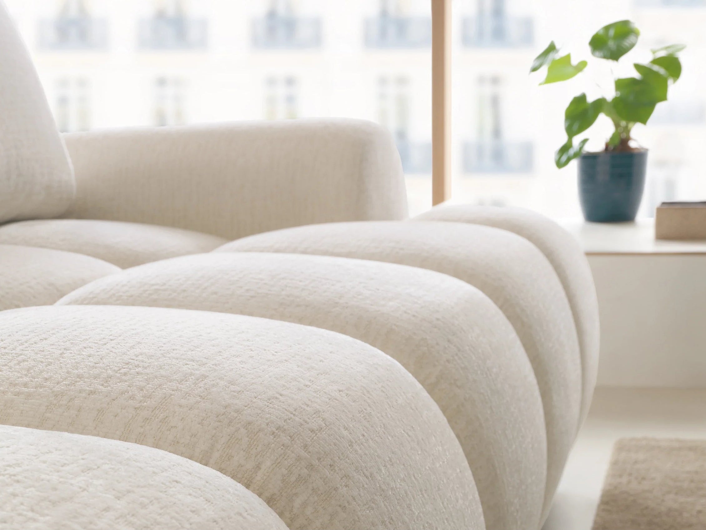 Canapé Bubble d'angle gauche convertible beige - FARNETA
