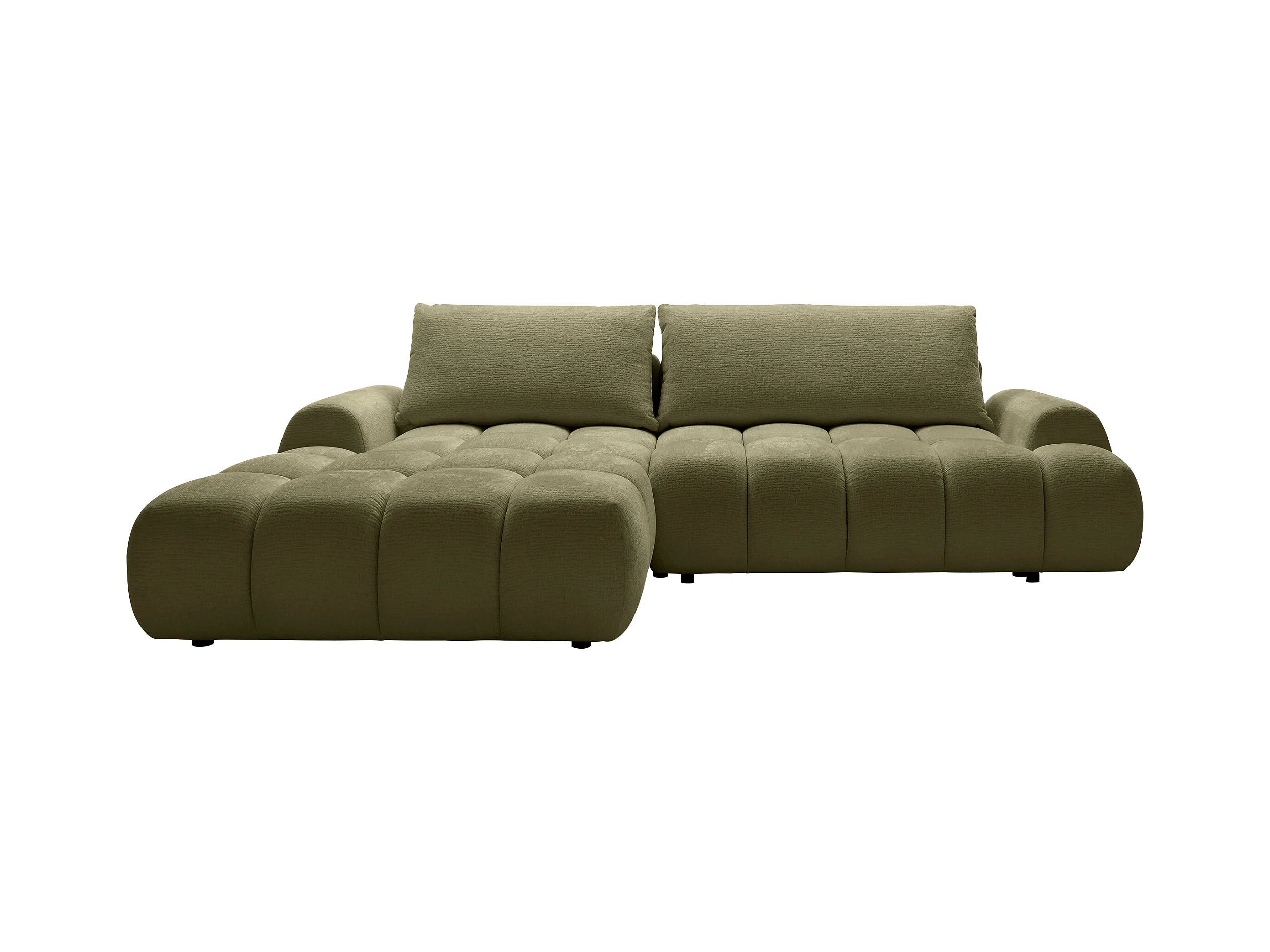 Canapé Bubble d'angle gauche convertible en tissu chenille vert - FARNETA