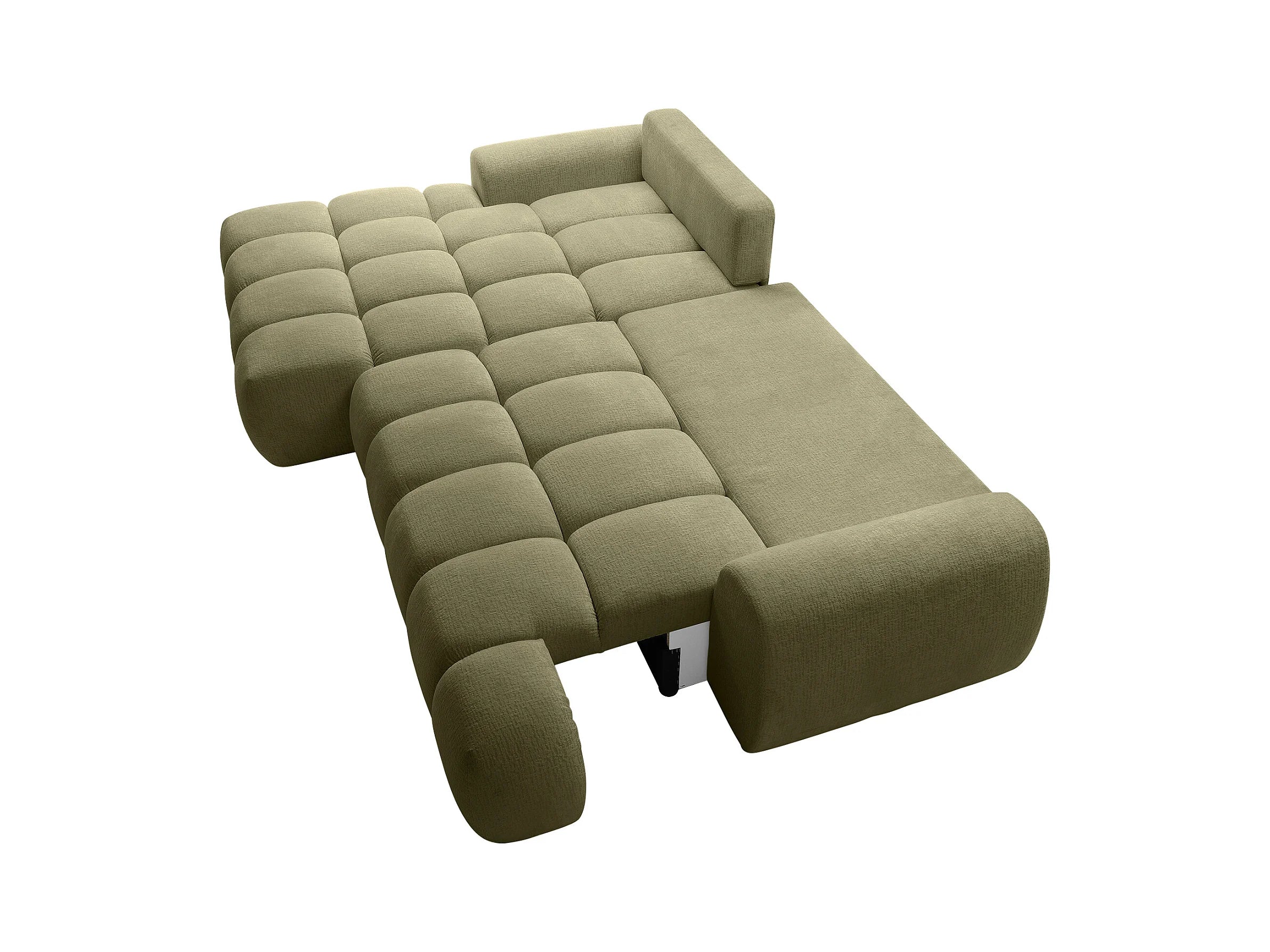 Canapé Bubble d'angle gauche convertible en tissu chenille vert - FARNETA