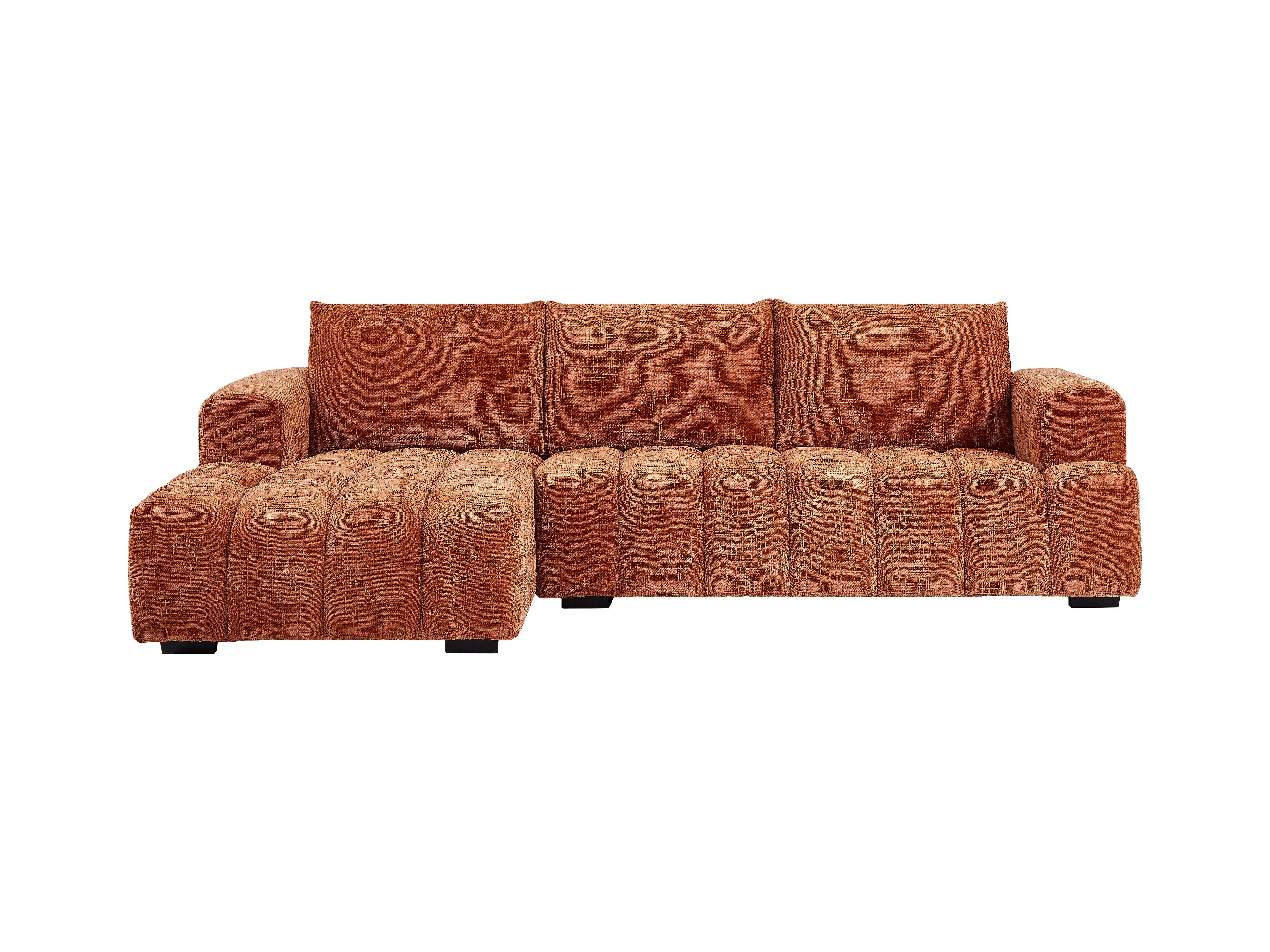 Canapé Bubble d'angle gauche en tissu texturé terracotta - BENOLA