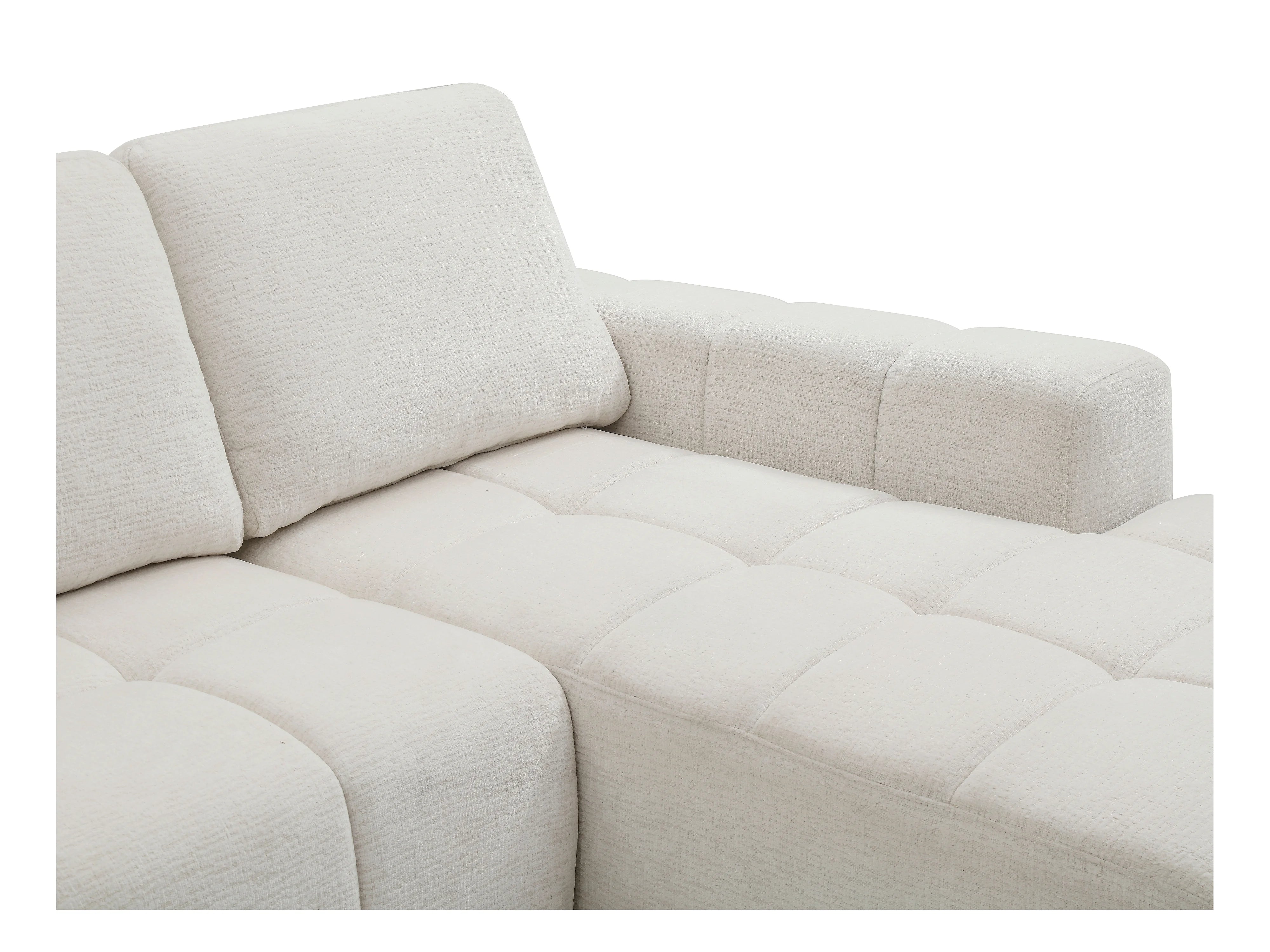 Canapé Bubble d'angle droit convertible en tissu chenille beige - KOUMALO