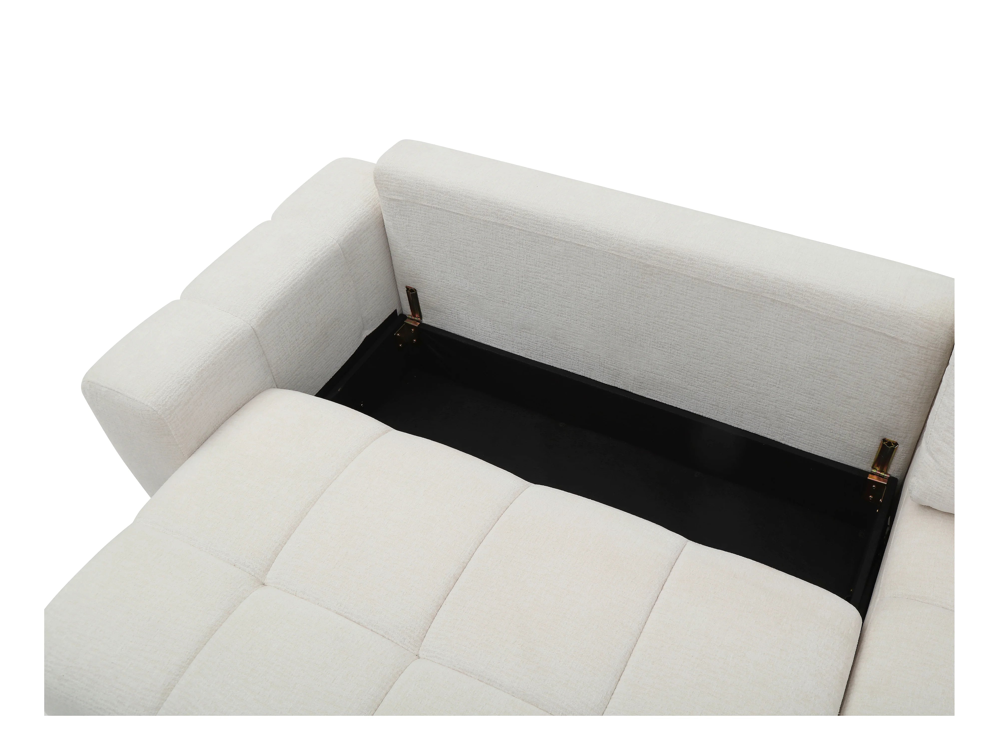 Canapé Bubble d'angle droit convertible en tissu chenille beige - KOUMALO
