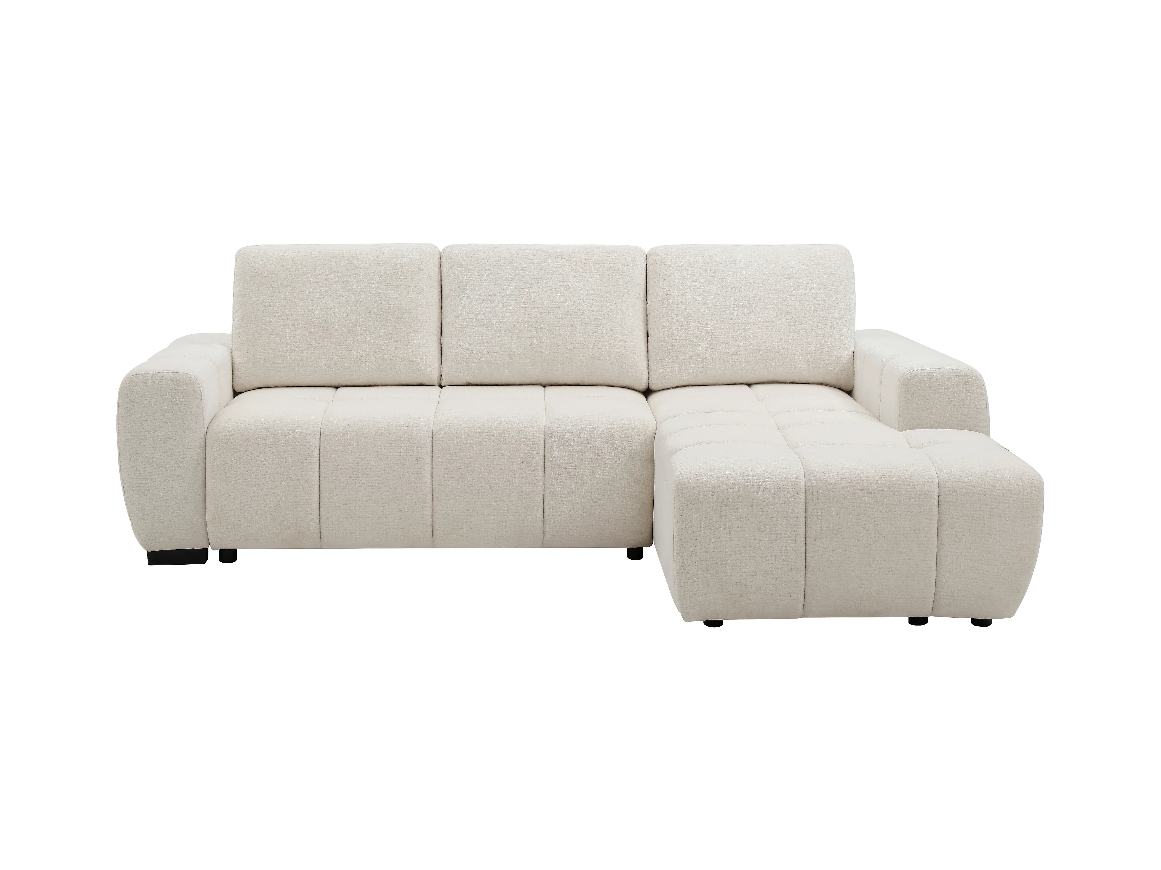Canapé Bubble d'angle droit convertible en tissu chenille beige - KOUMALO