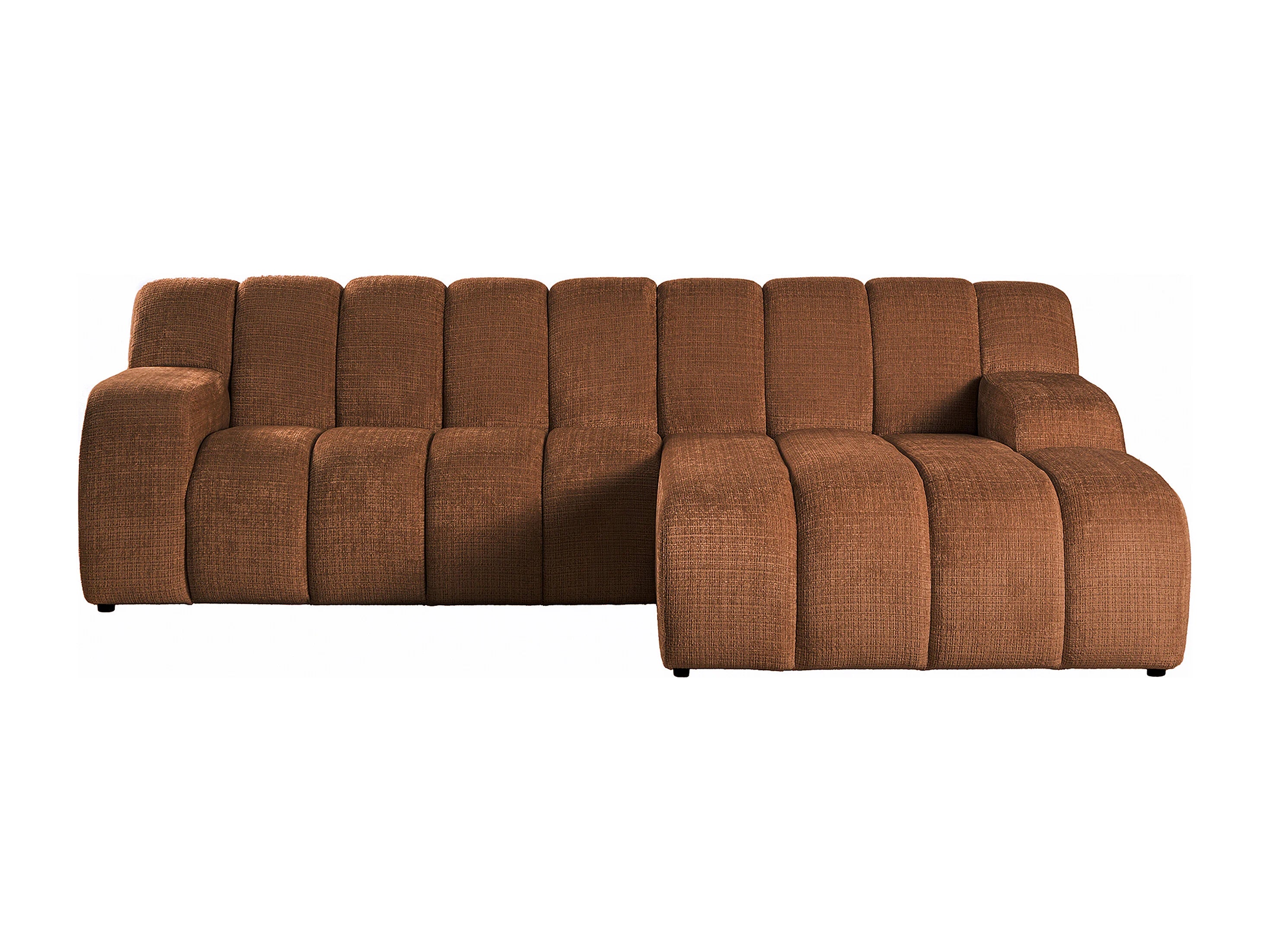 Canapé Bubble d'angle en tissu chenille terracotta - BELADON
