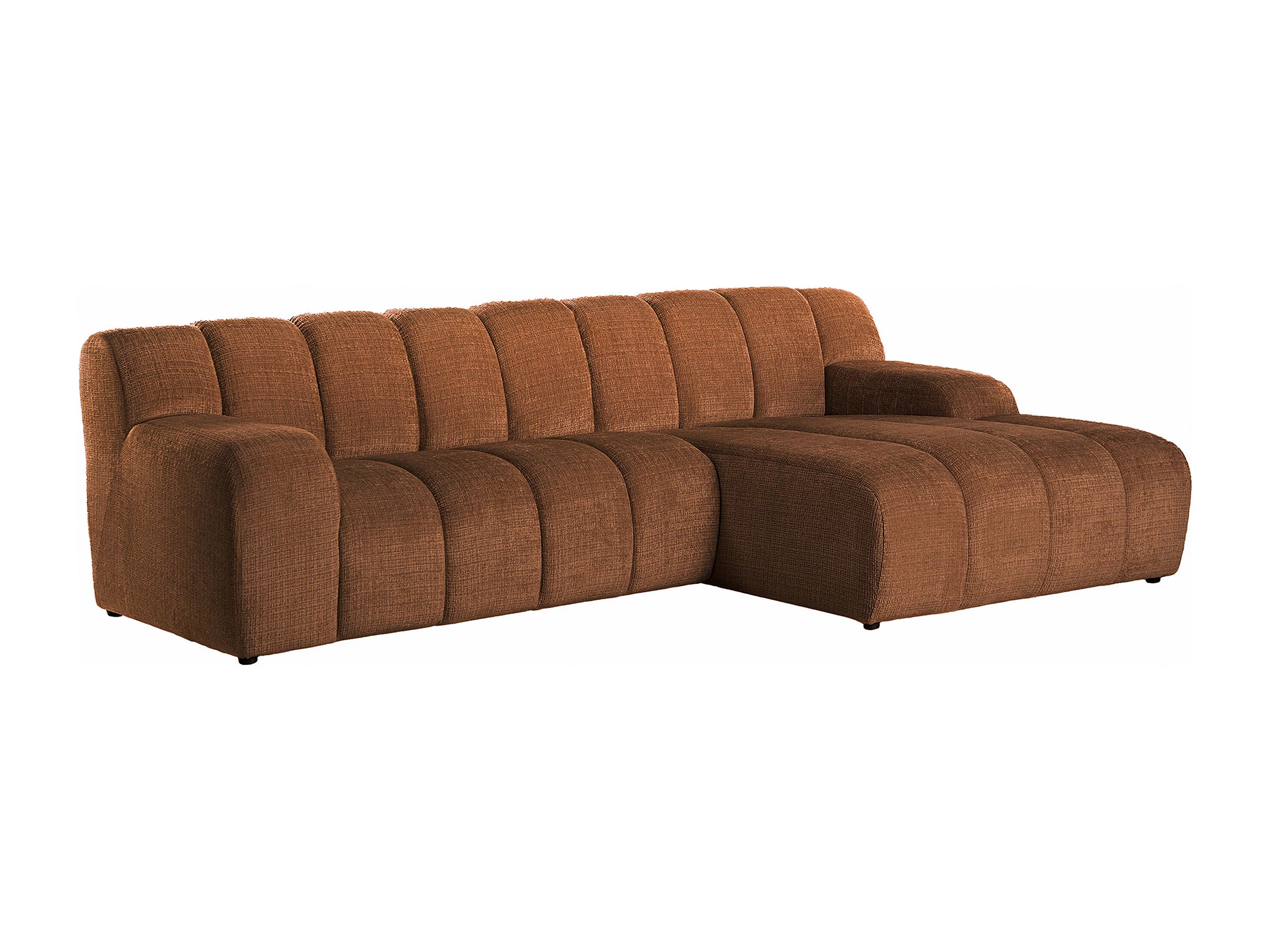 Canapé Bubble d'angle en tissu chenille terracotta - BELADON