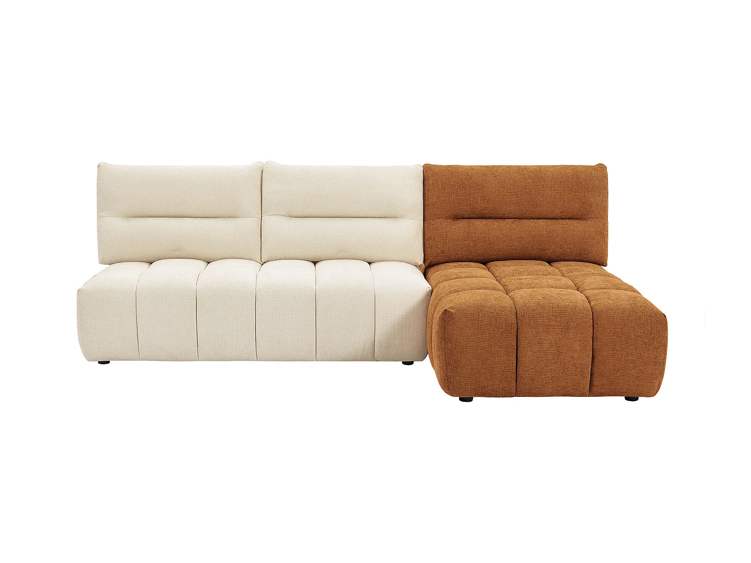 Canapé Bubble d'angle modulable beige et terracotta - APOLIU
