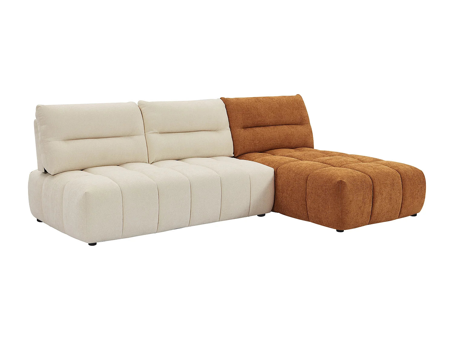 Canapé Bubble d'angle modulable beige et terracotta - APOLIU