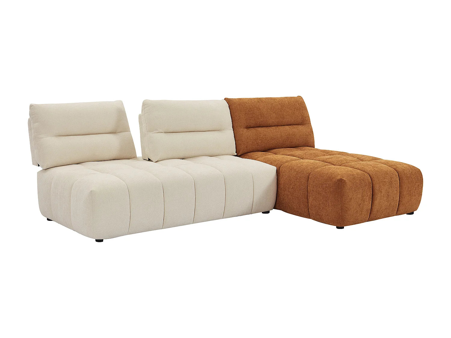 Canapé Bubble d'angle modulable beige et terracotta - APOLIU