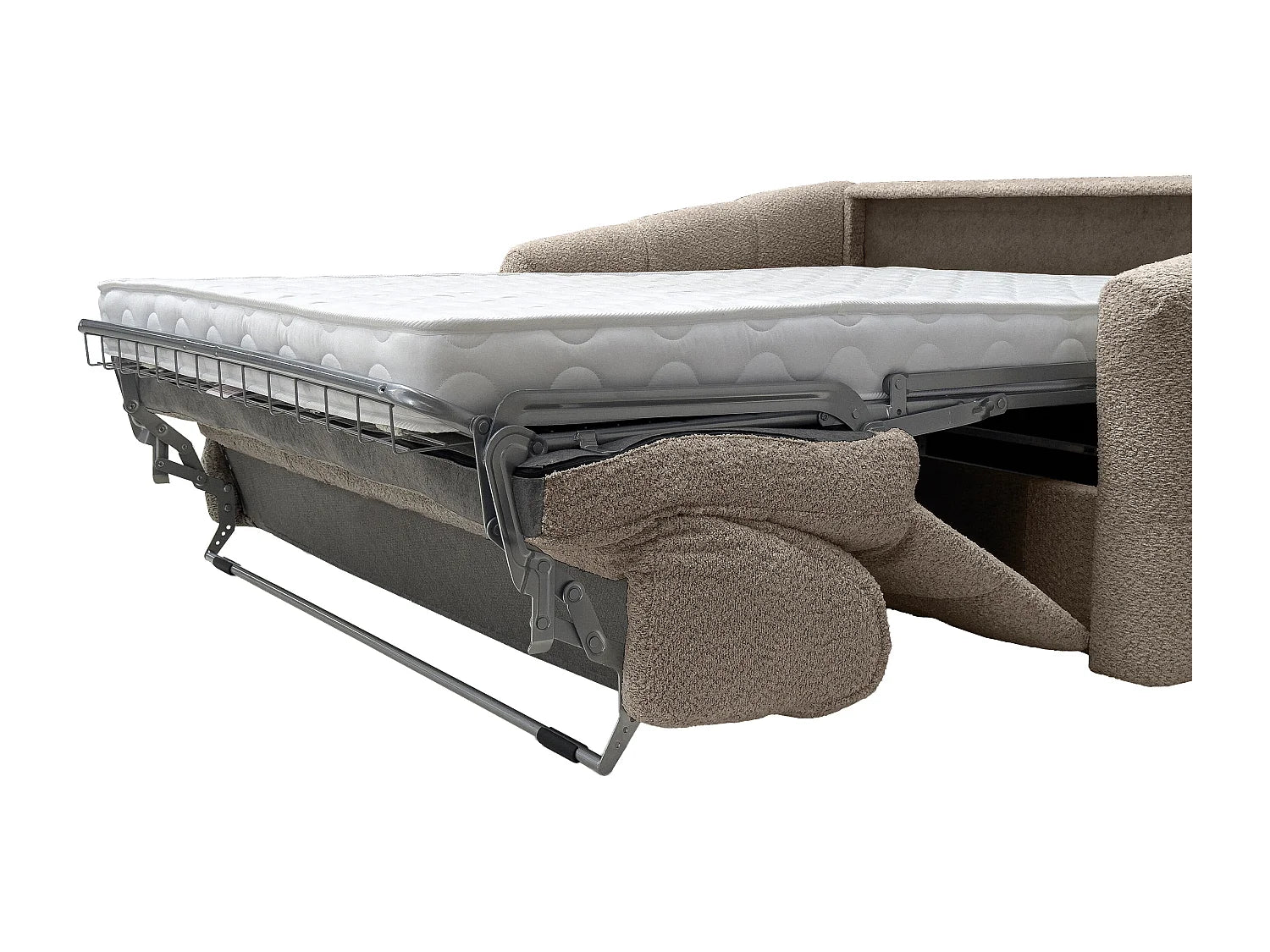 Canapé Bubble convertible express en tissu bouclette taupe - RETUNA