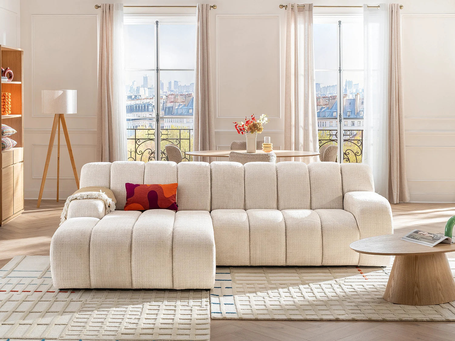 Canapé Bubble d'angle gauche scandinave beige - BELADON