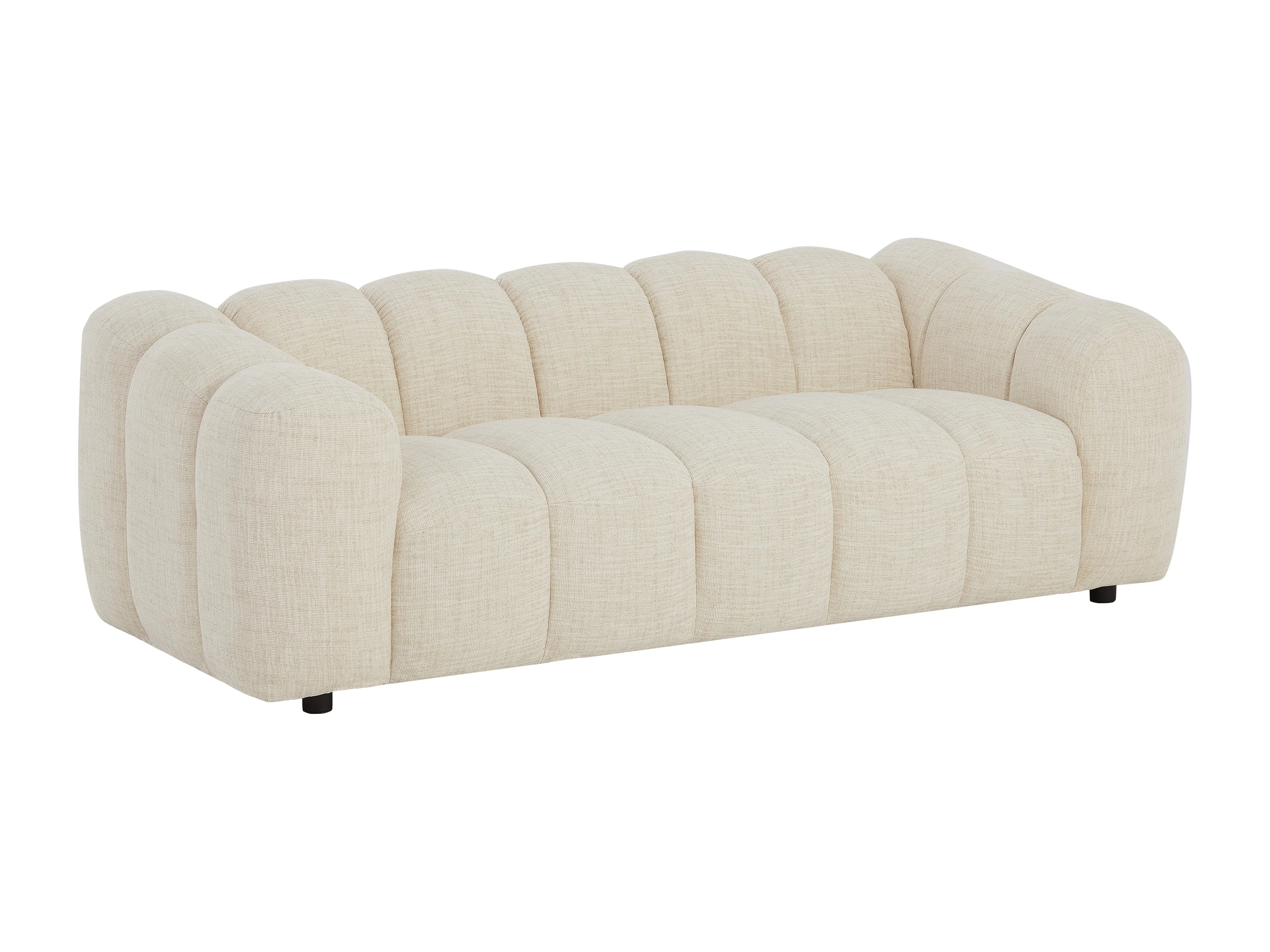 Canapé Bubble Organique 3 places en tissu chenille beige - NELIMAR