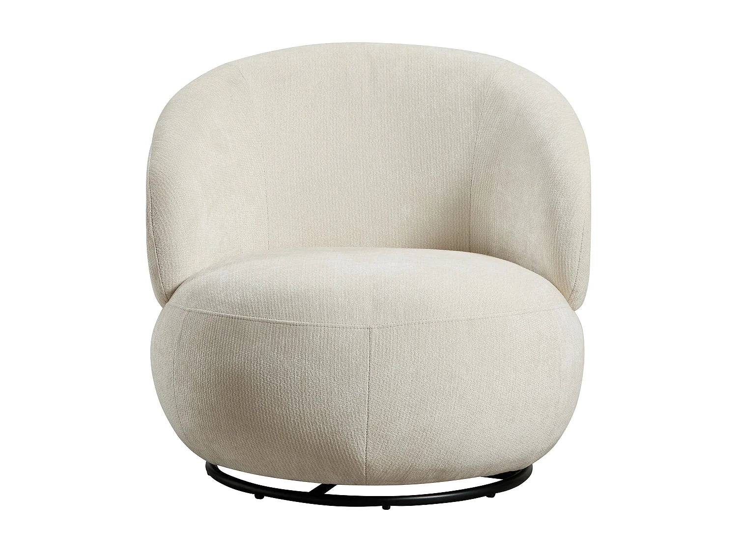 Fauteuil Bubble rotatif en tissu texturé beige - LACAZO