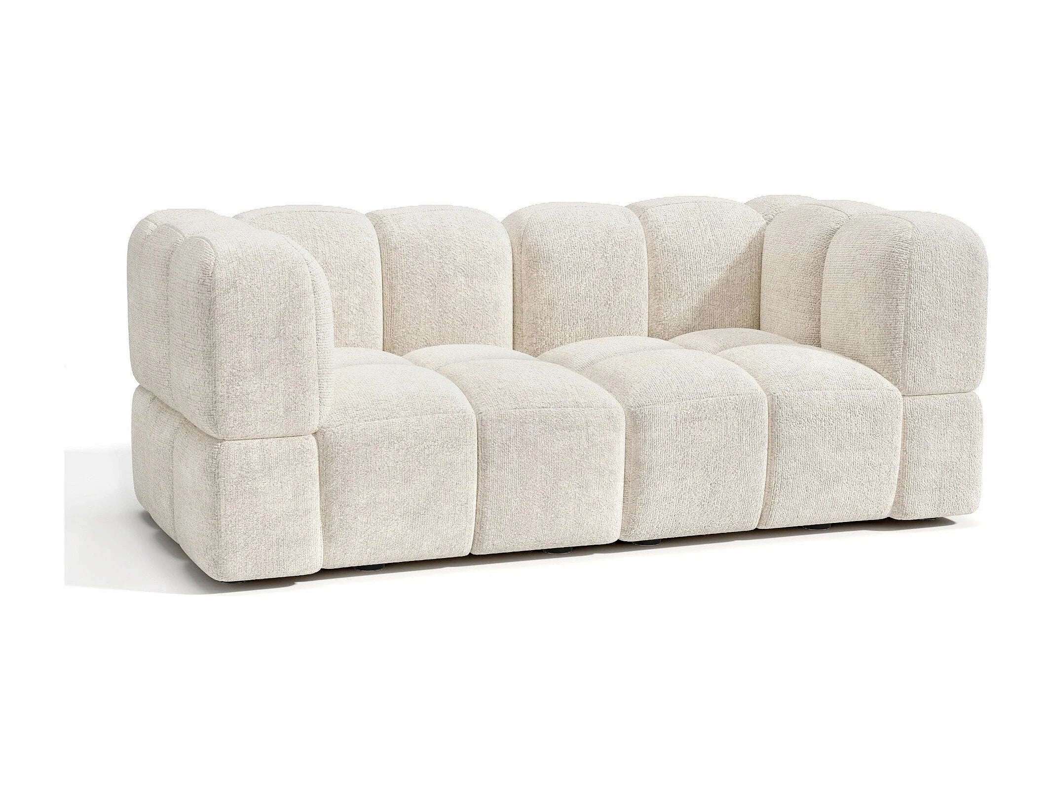 Canapé Bubble modulable 3 places velours texturé crème - NUBI