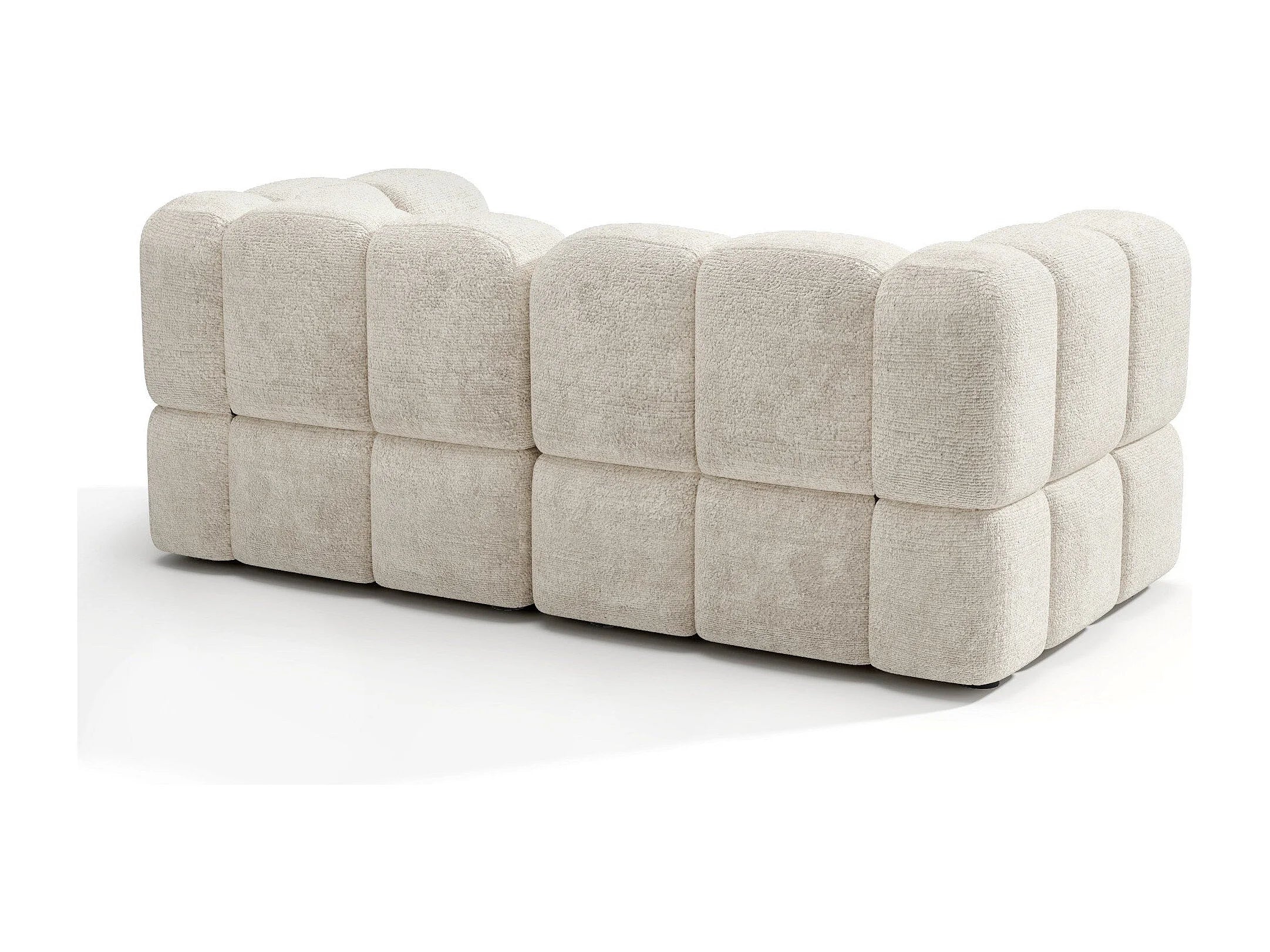 Canapé Bubble modulable 3 places velours texturé crème - NUBI