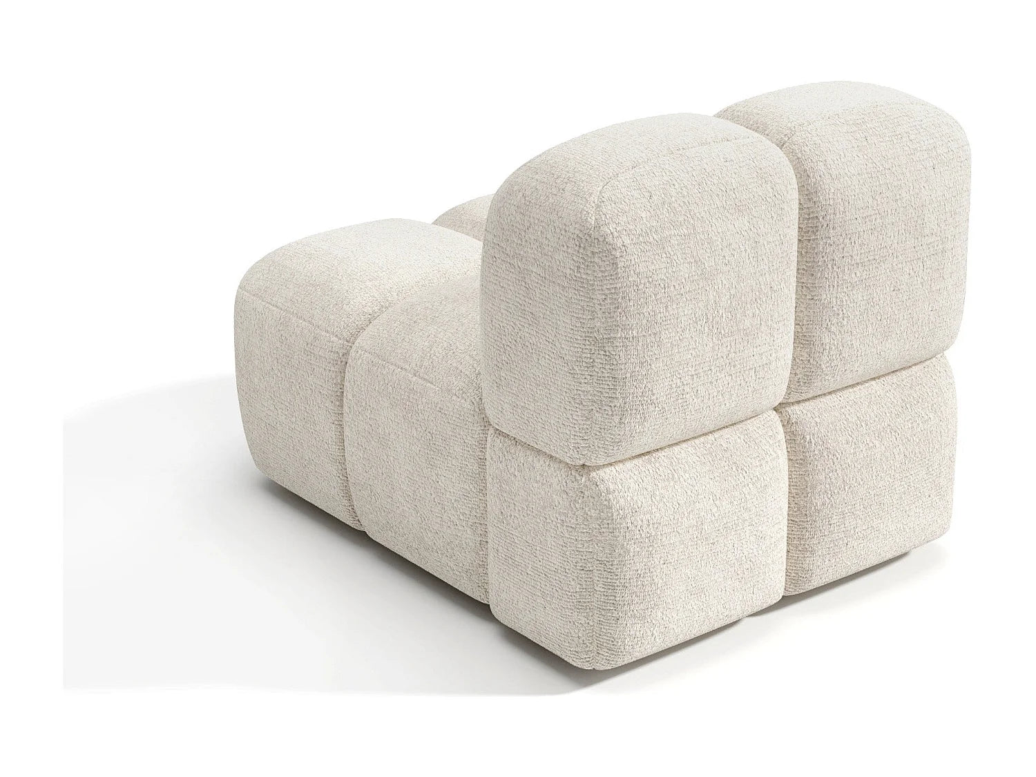 Fauteuil Bubble Japandi en velours texturé crème - NUBI