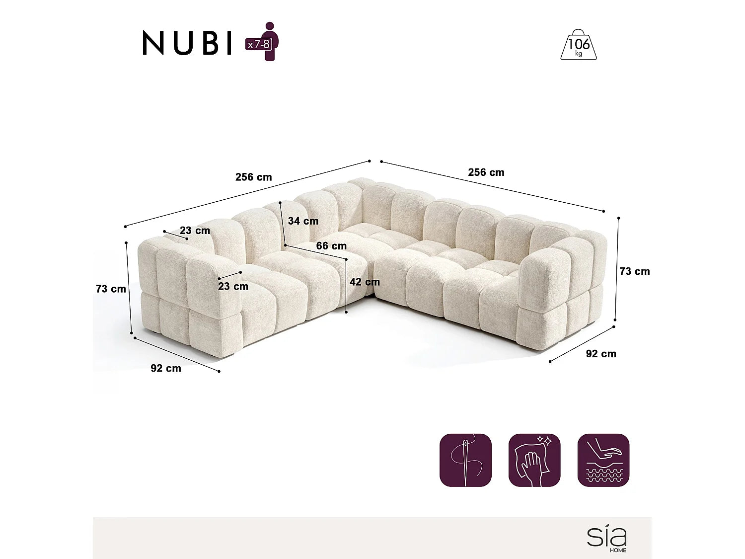 Canapé Bubble d'angle Japandi modulable 7-8 places - NUBI