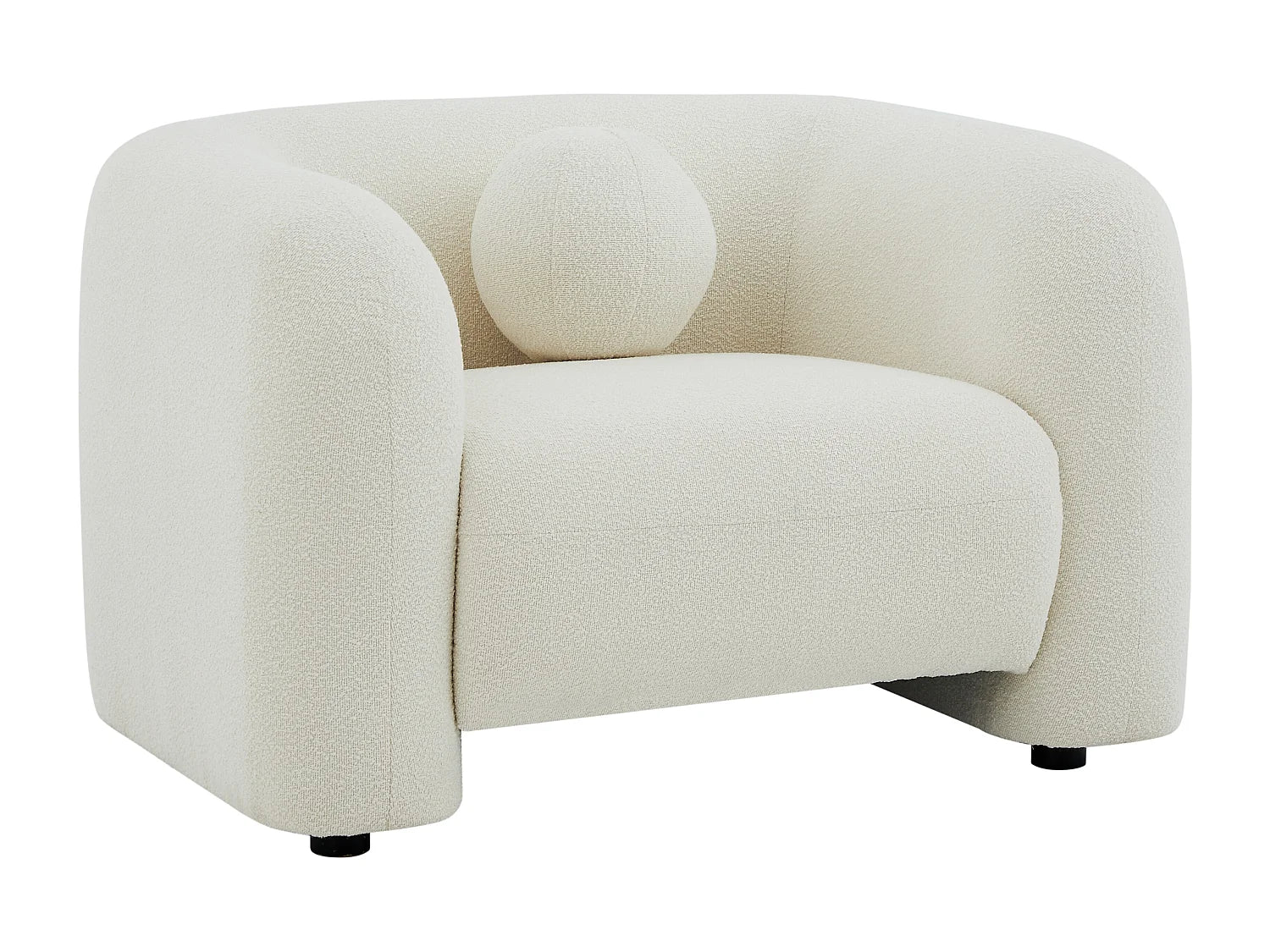 Fauteuil Bubble Moderne en tissu bouclette blanc ivoire - OVOTAS