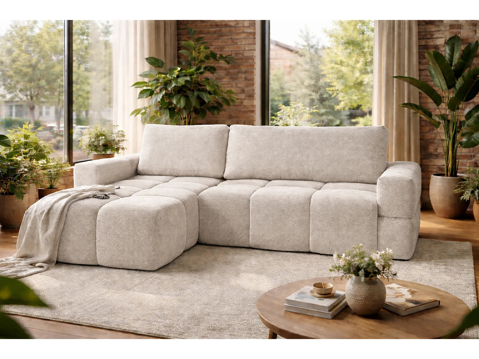 Canapé Bubble d’angle convertible gris – MODENA