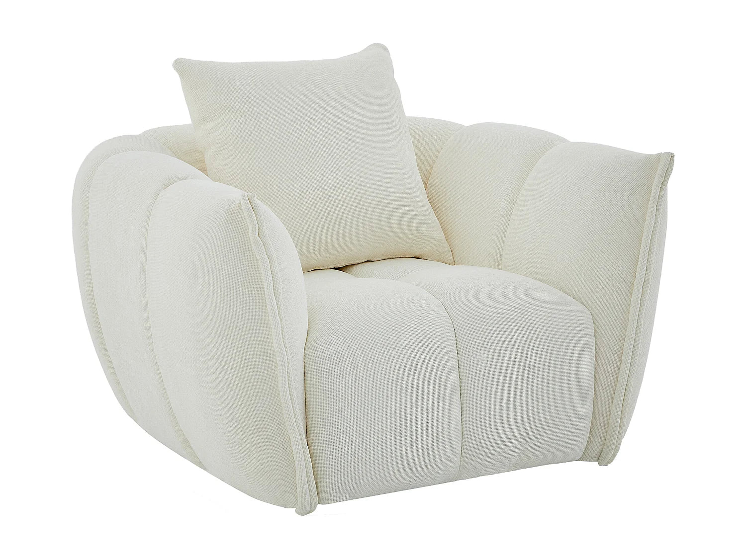 Fauteuil Bubble Cocon pivotant en tissu texturé beige - GONOLON