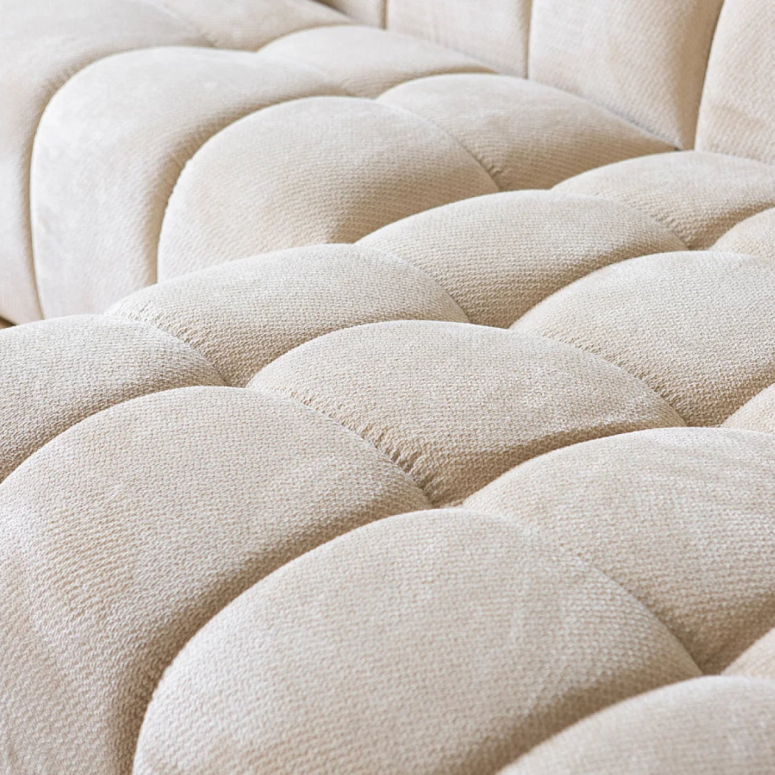 Canapé Bubble d'angle 3 places en velours beige (avec méridienne) - SALFORD