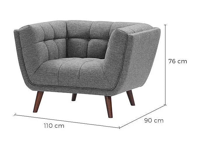 Fauteuil Bubble capitonné en tissu gris - CARMEN