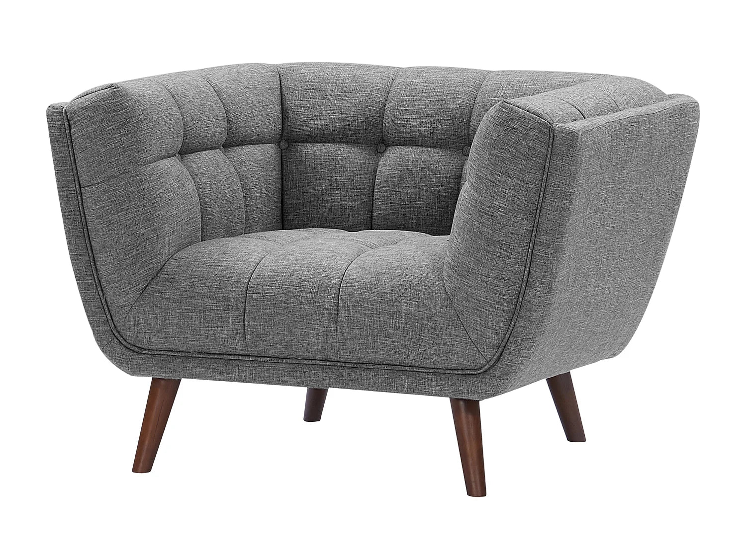 Fauteuil Bubble capitonné en tissu gris - CARMEN
