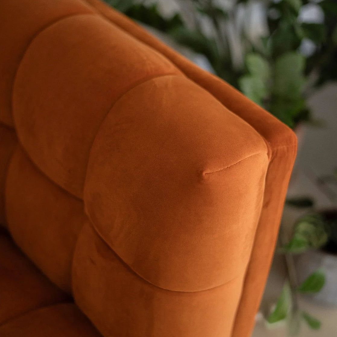 Canapé Bubble vintage en velours terracotta - MONA