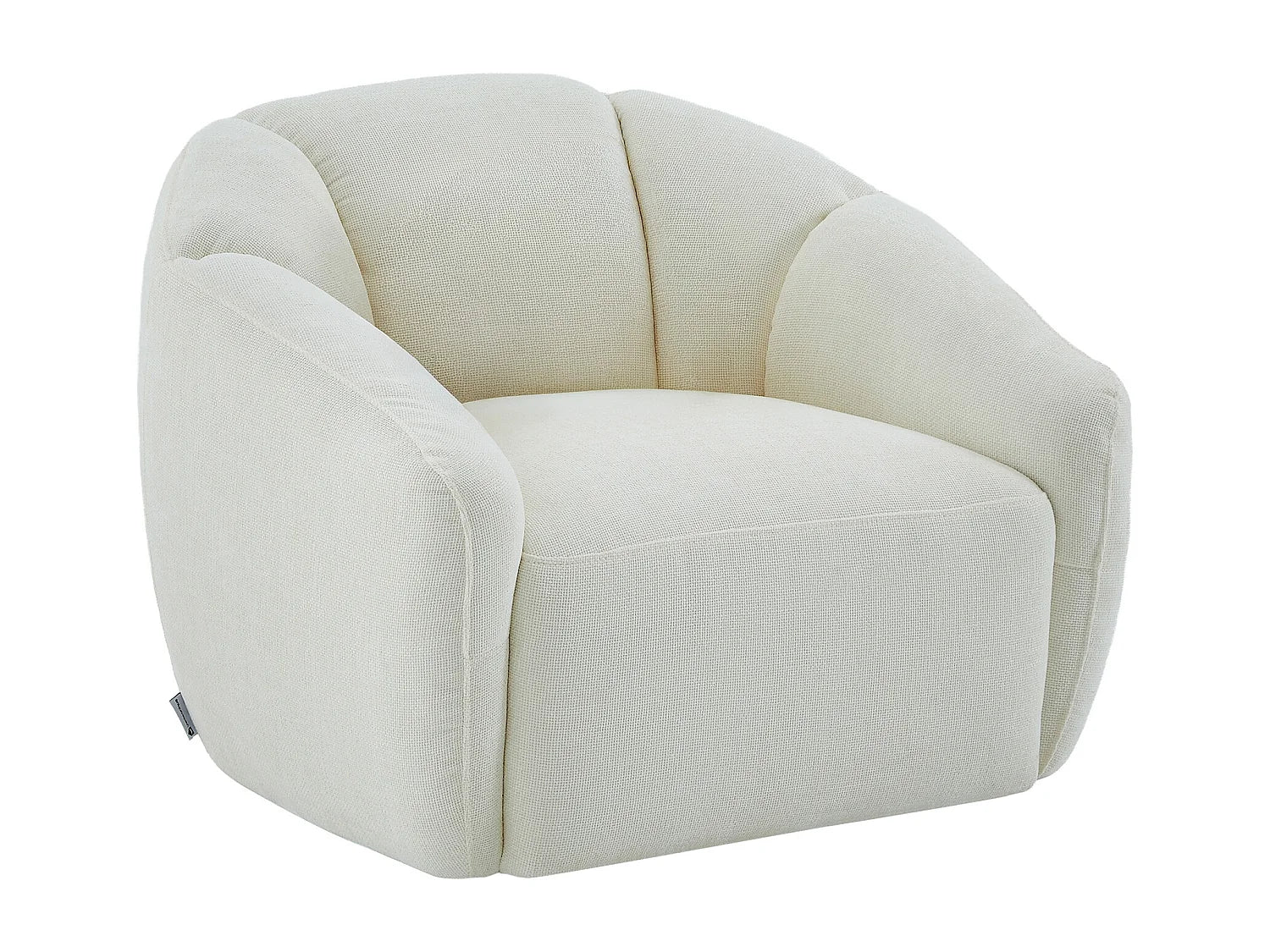 Fauteuil Bubble Confortable pivotant en tissu texturé ivoire - NAFEKI
