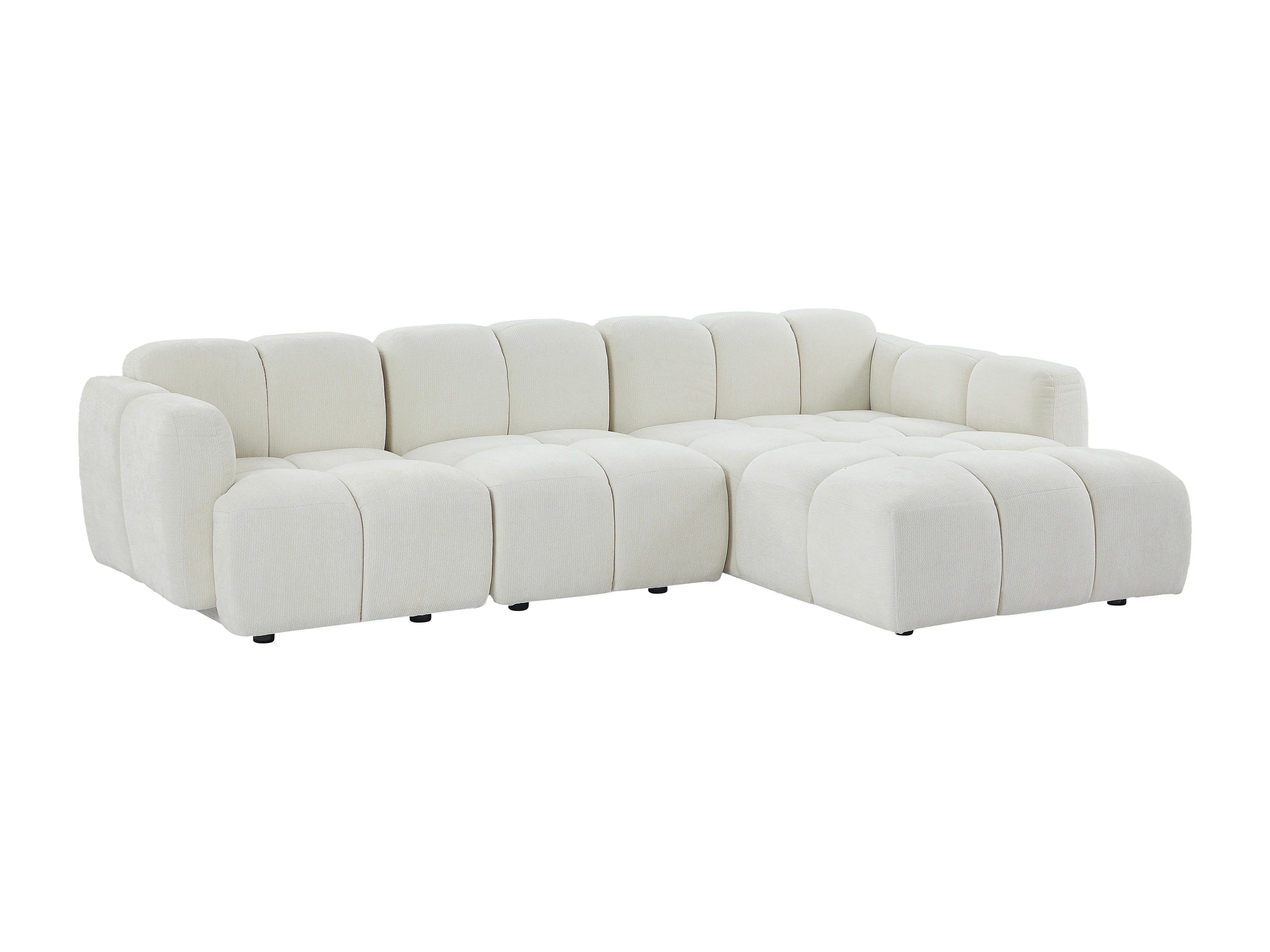 Canapé Bubble d'angle modulable 4 places blanc cassé - CARLIVI