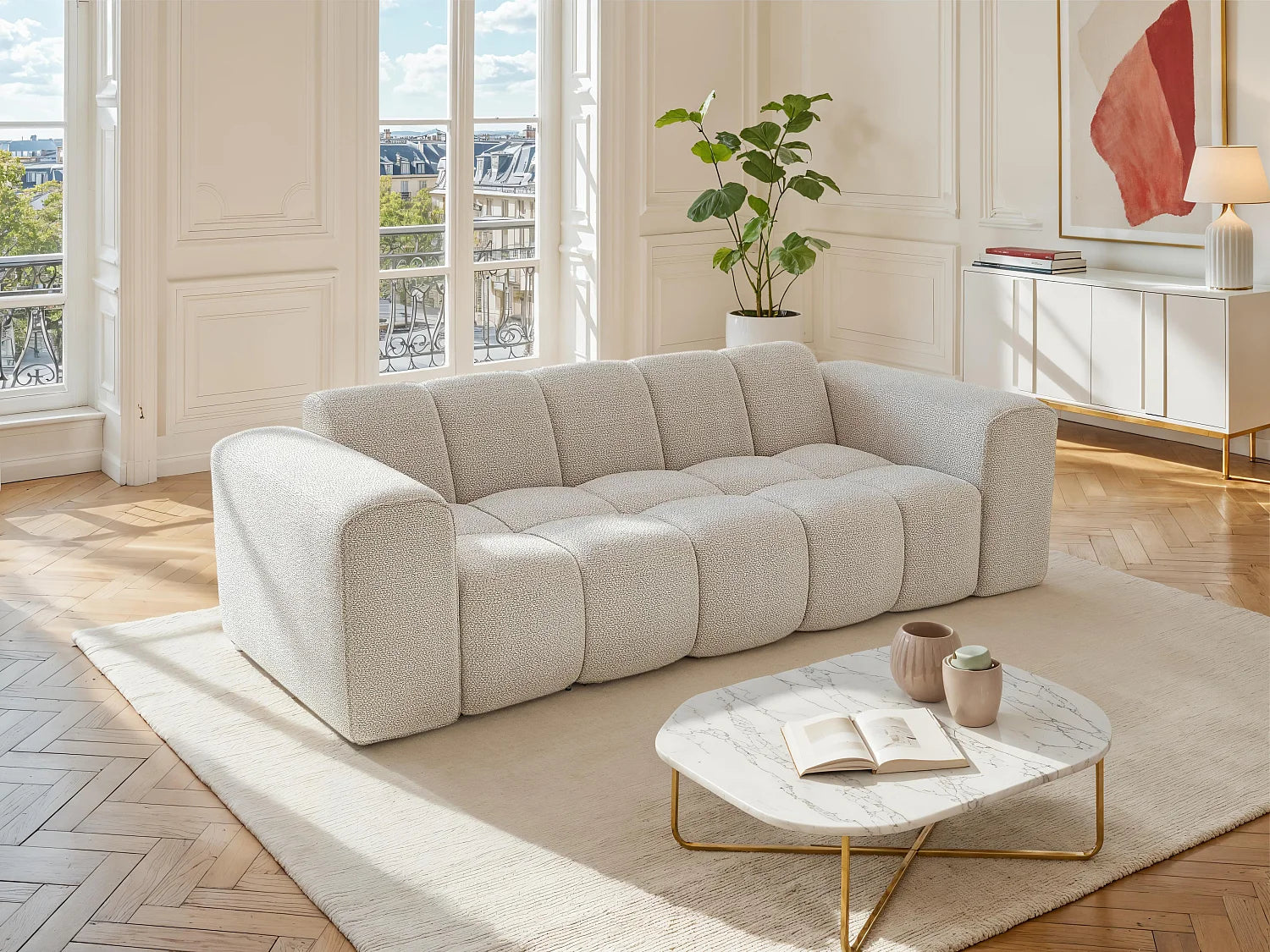 Canape Bubble 3 places beige - CALESO