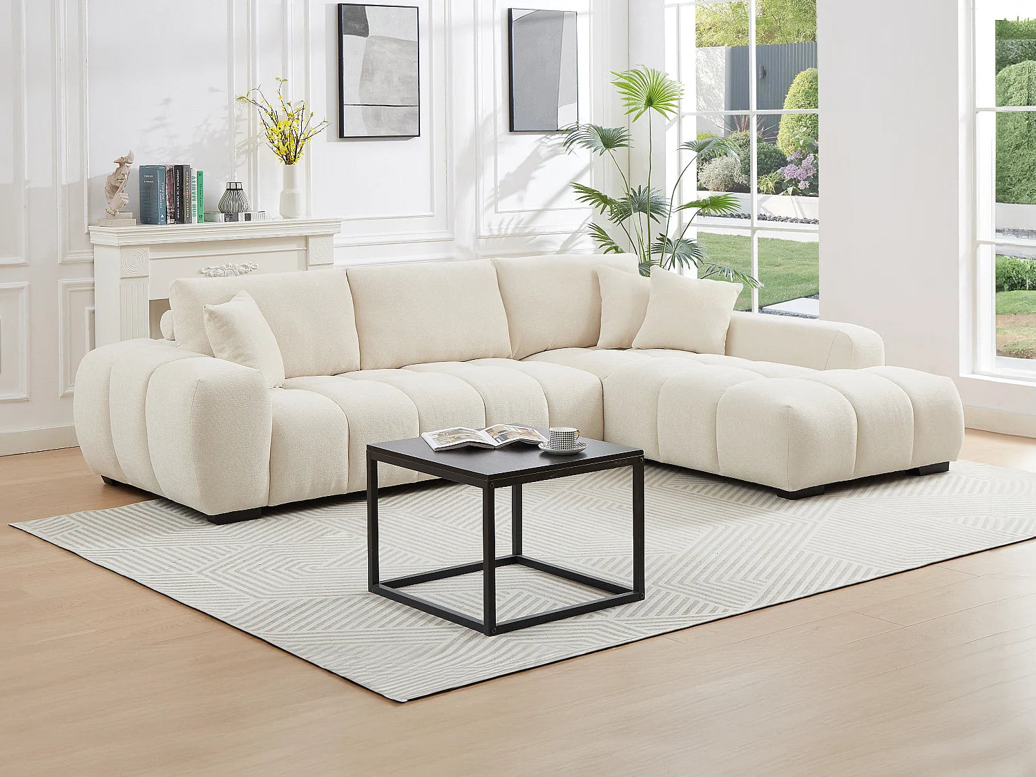 Canapé Bubble Moderne d'angle gauche beige - BERENIA