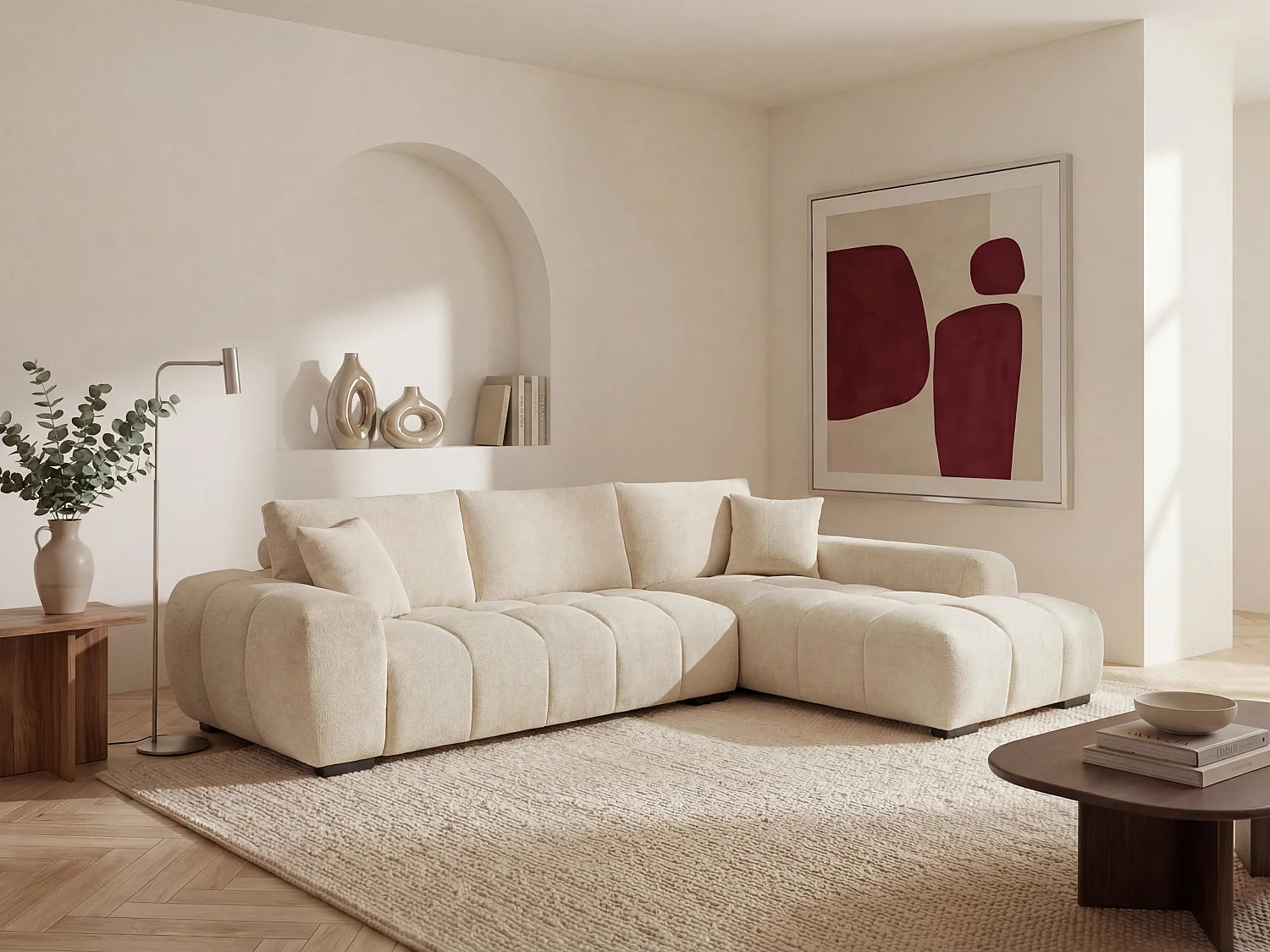 Canapé Bubble Moderne d'angle gauche beige - BERENIA