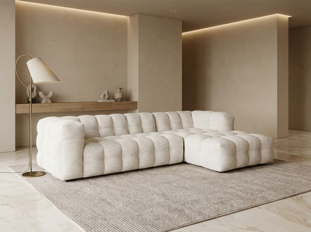 Canapé Bubble d'angle gauche 4/5 places beige sable - LILO
